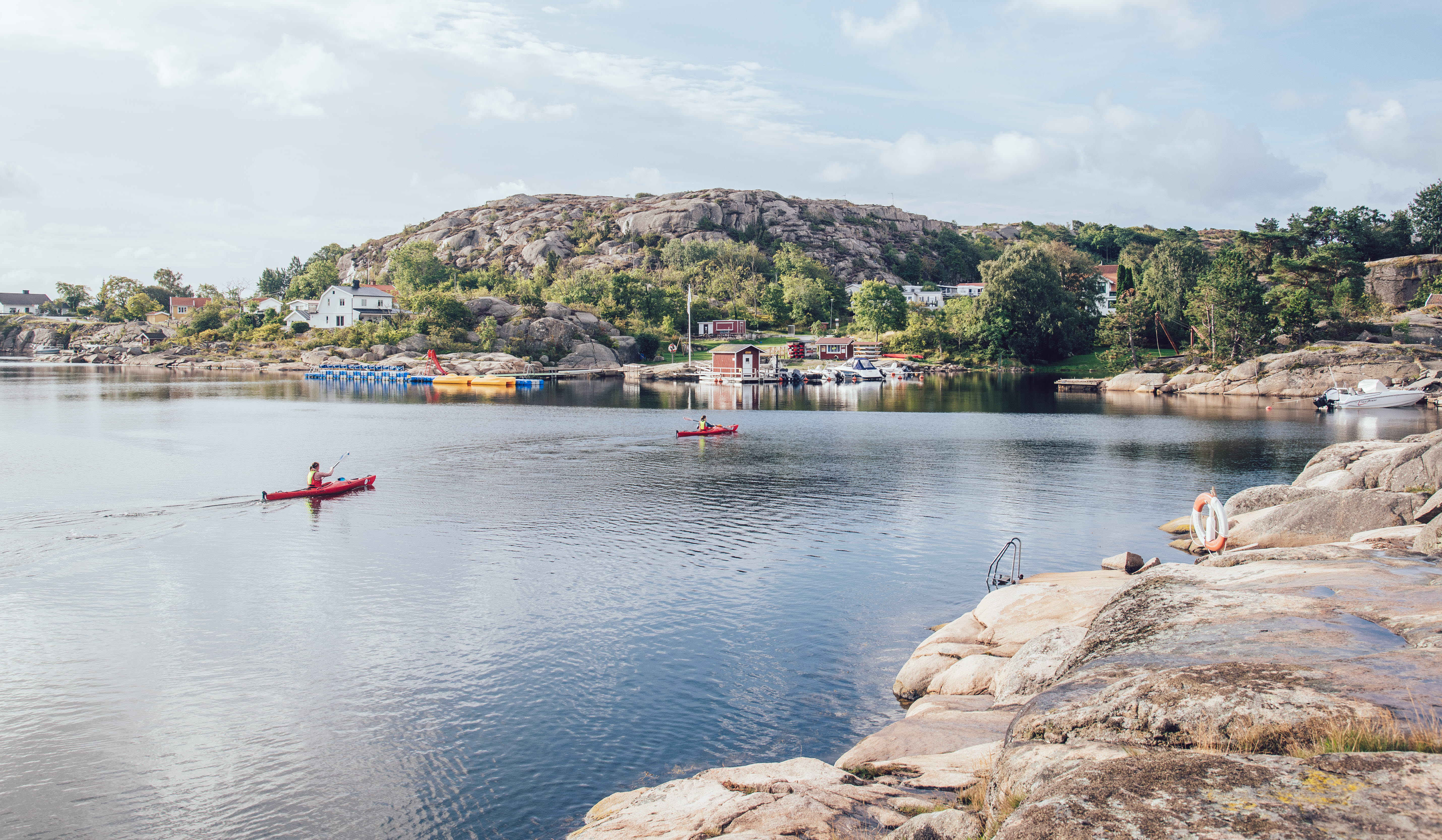 Women kayaking in the sea.