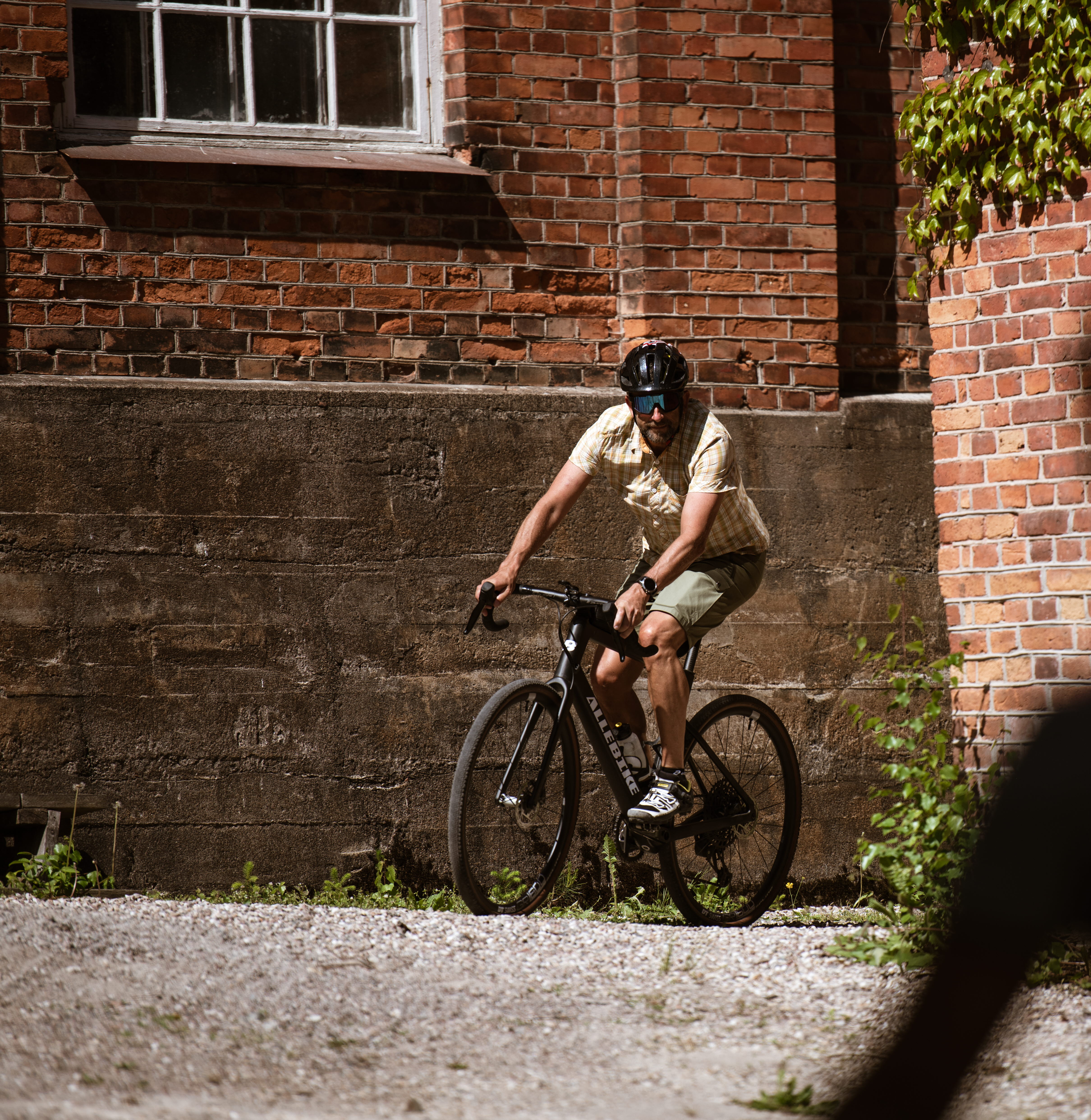 Cyclists on a dirt road,