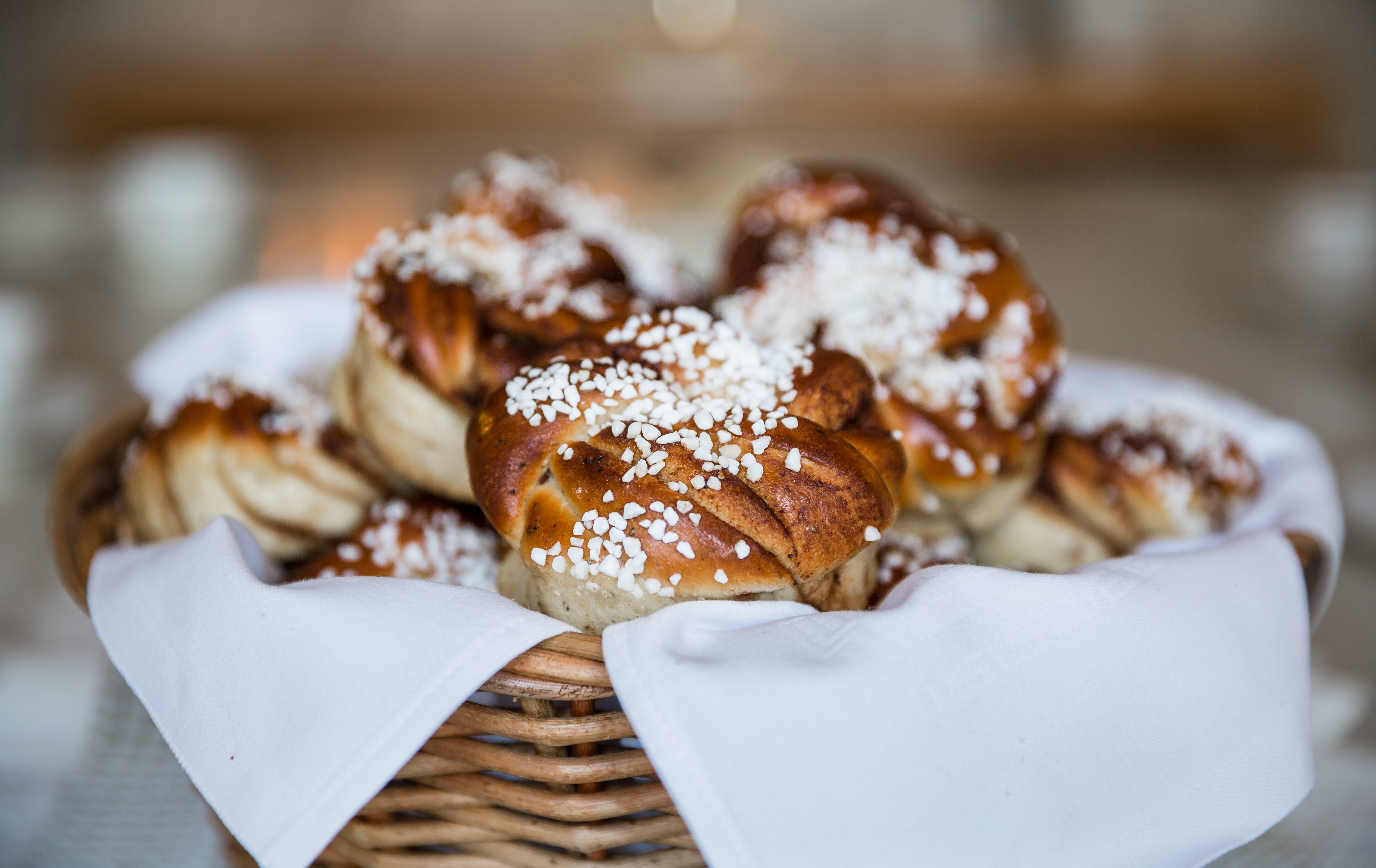 Freshly baked cinnamon bun.