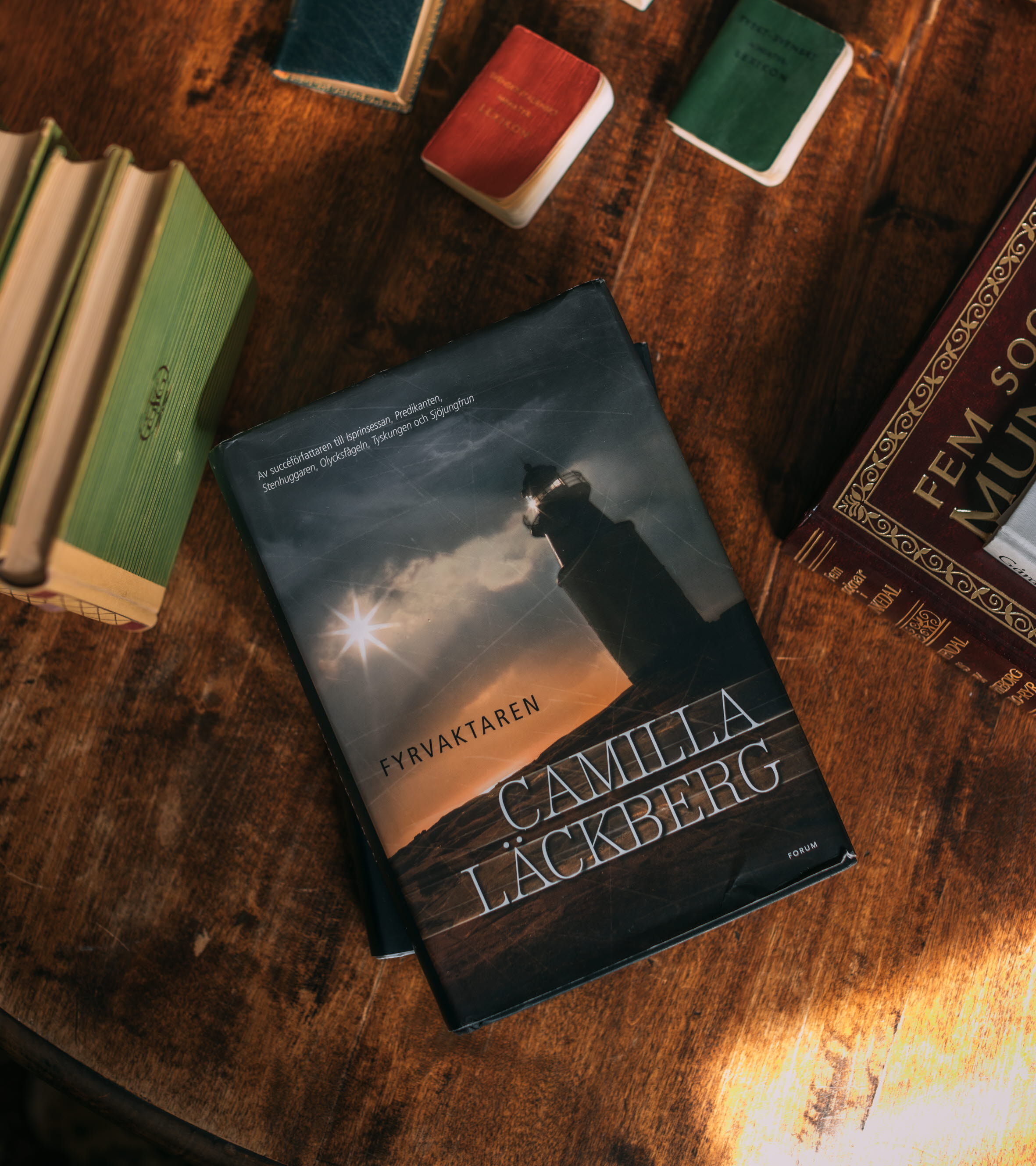 Books on a bookshelf.