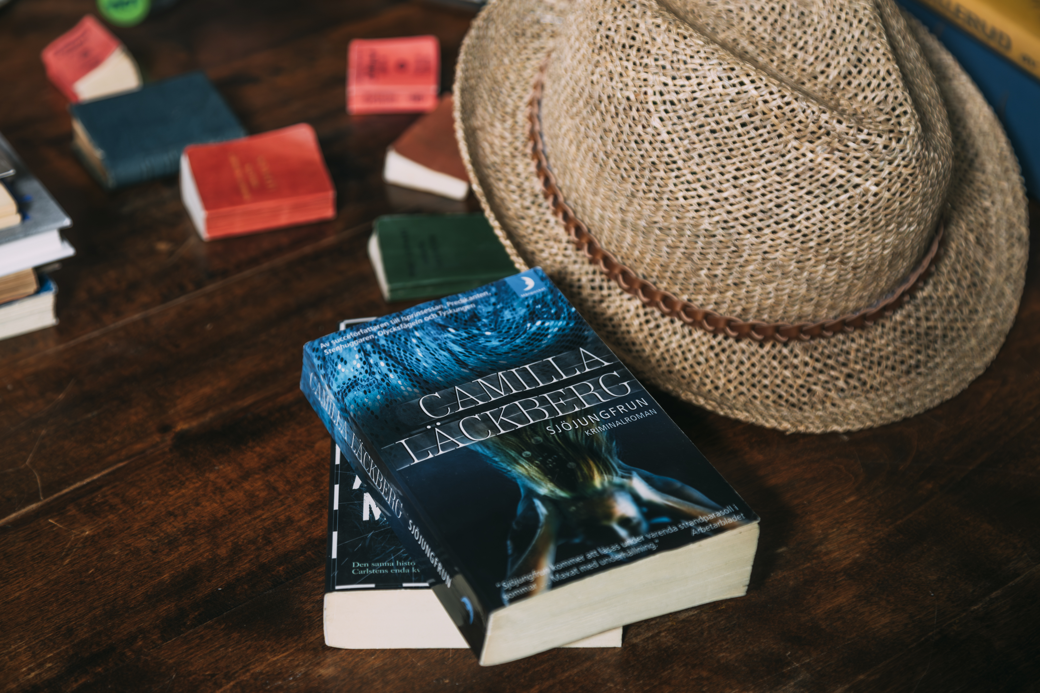 Books on a bookshelf.