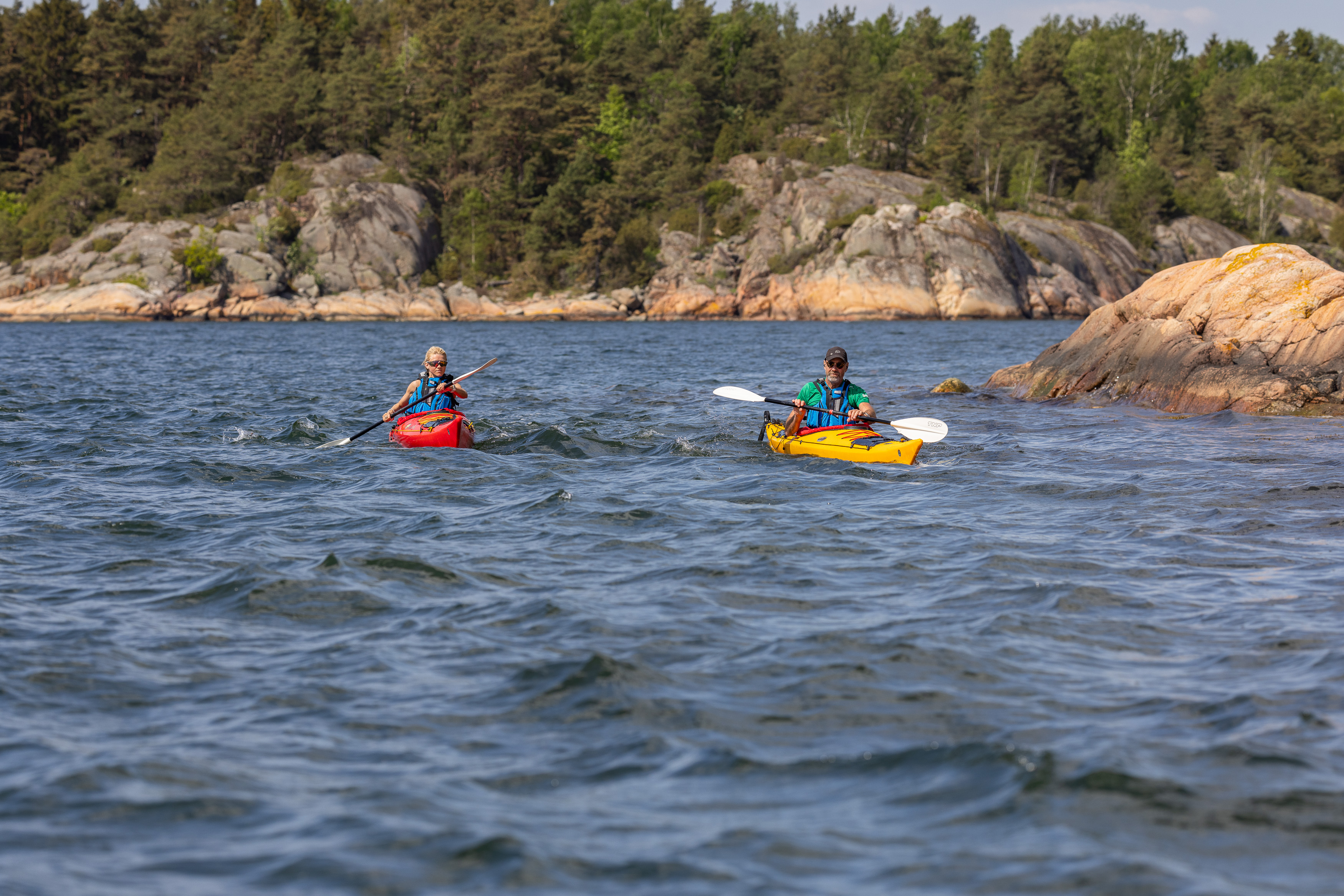 Kayakers on the sea.