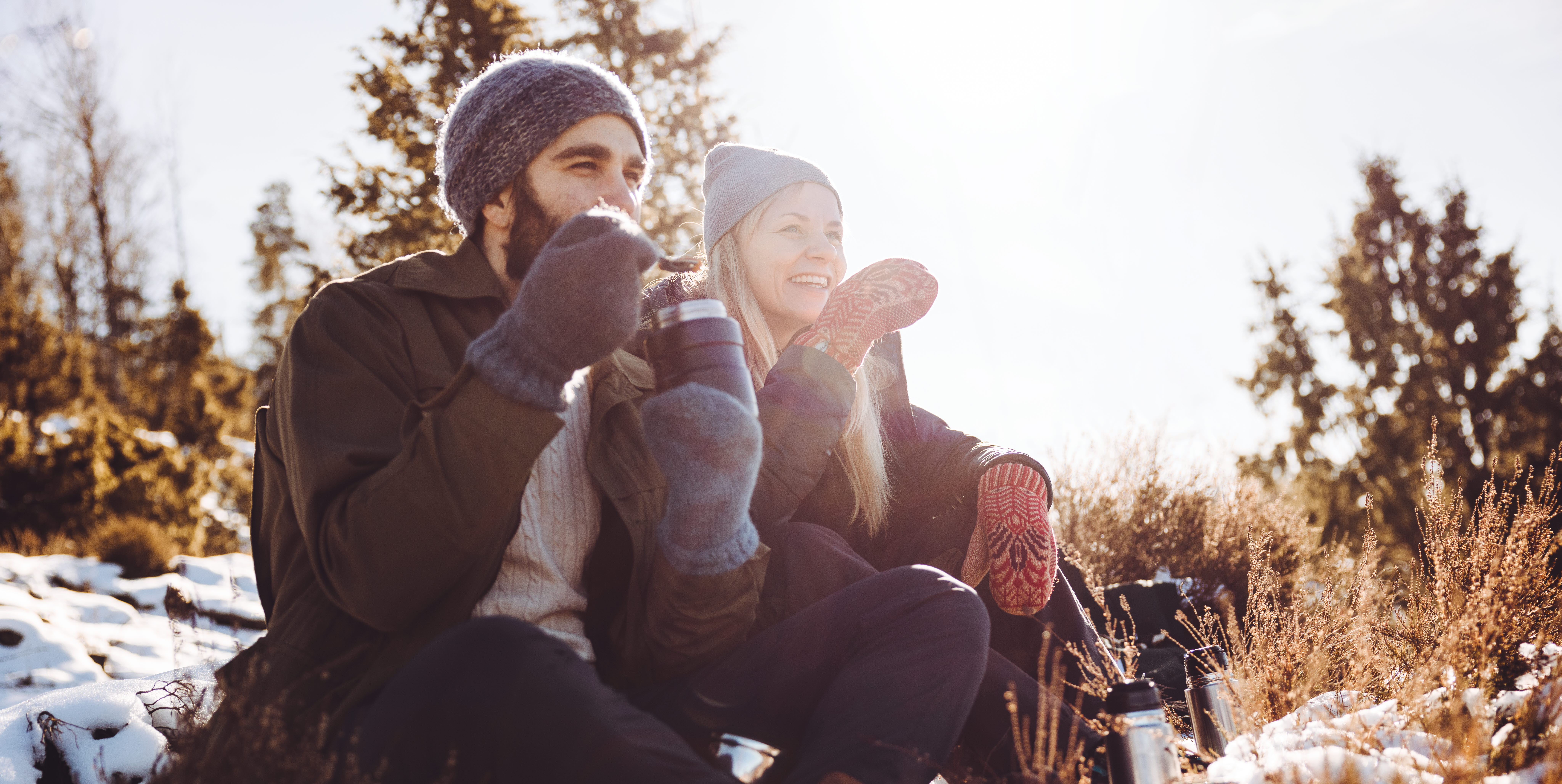 Friends taking a break during a walk in West Sweden.