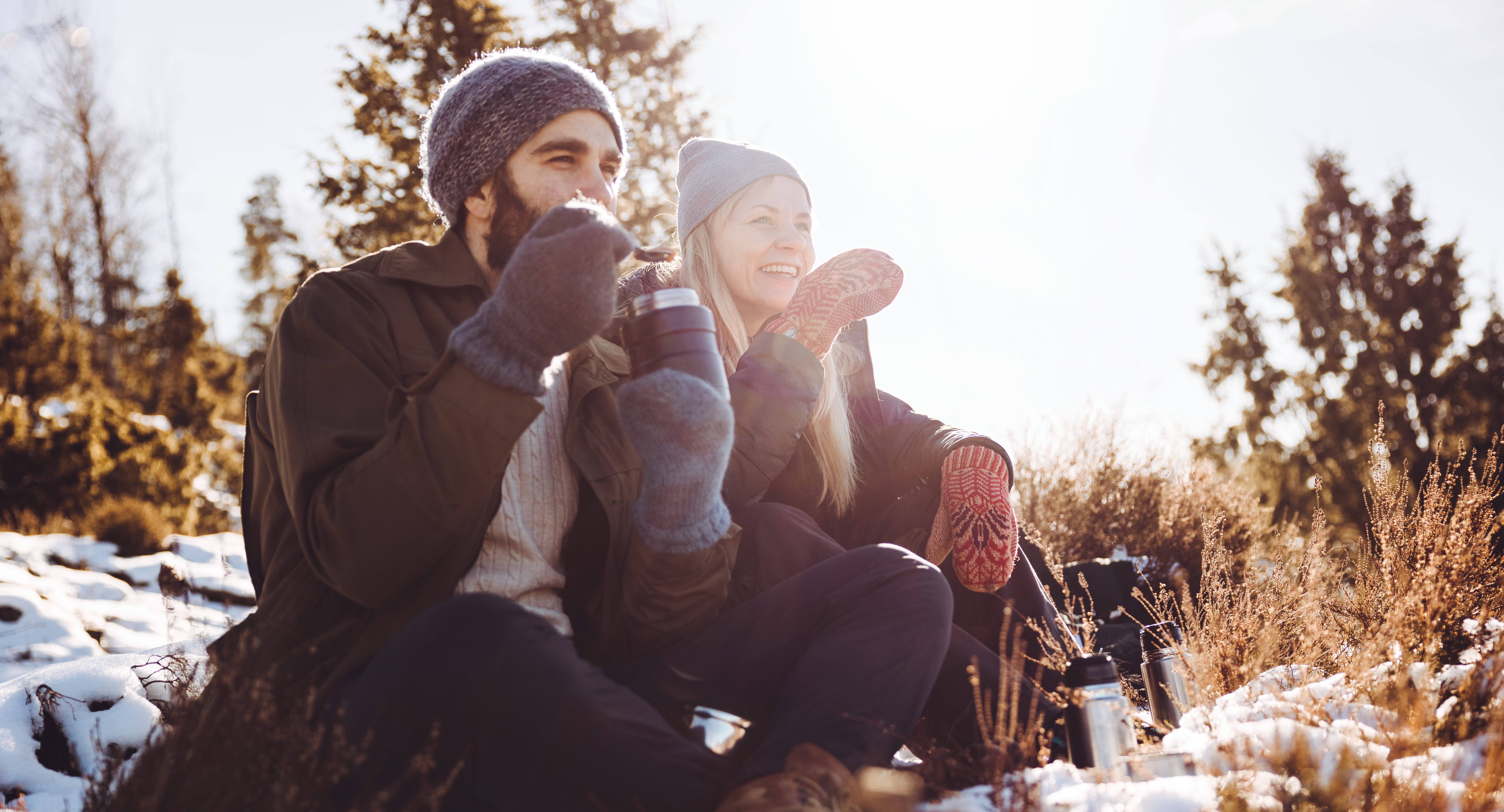 Friends taking a break during a walk in West Sweden.
