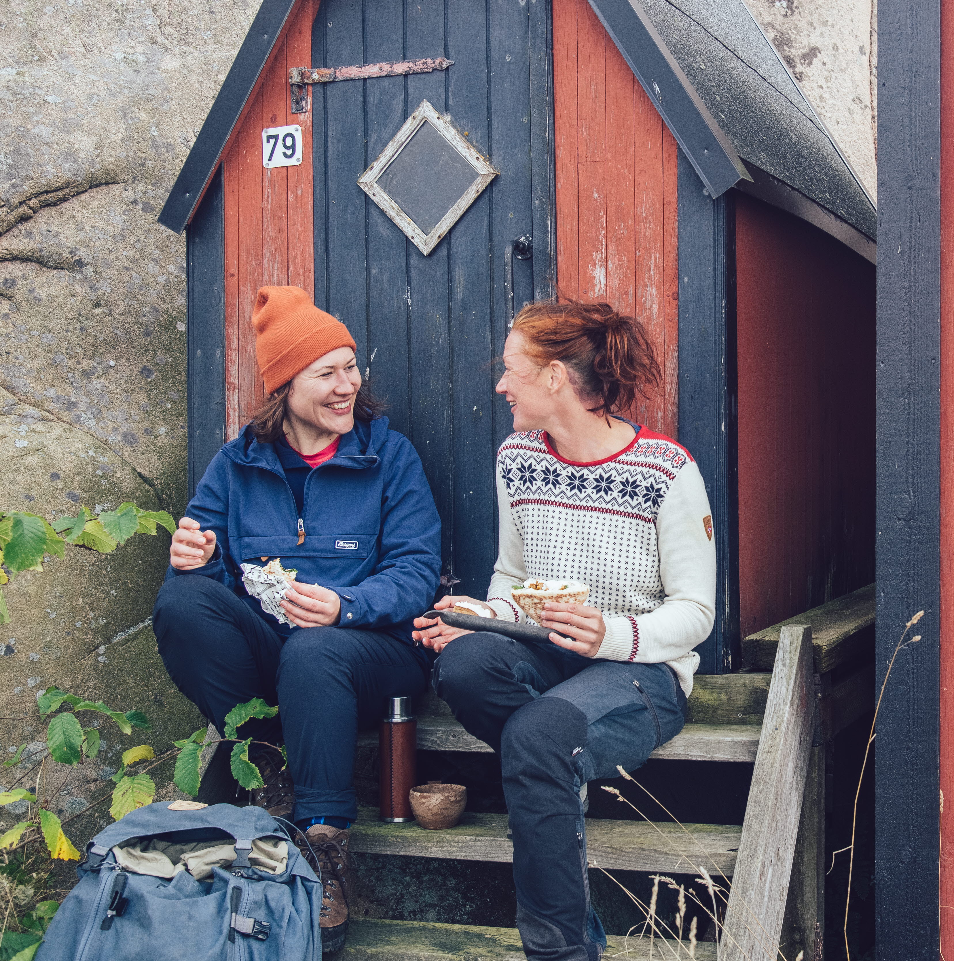 Women take a break along the coastal path.