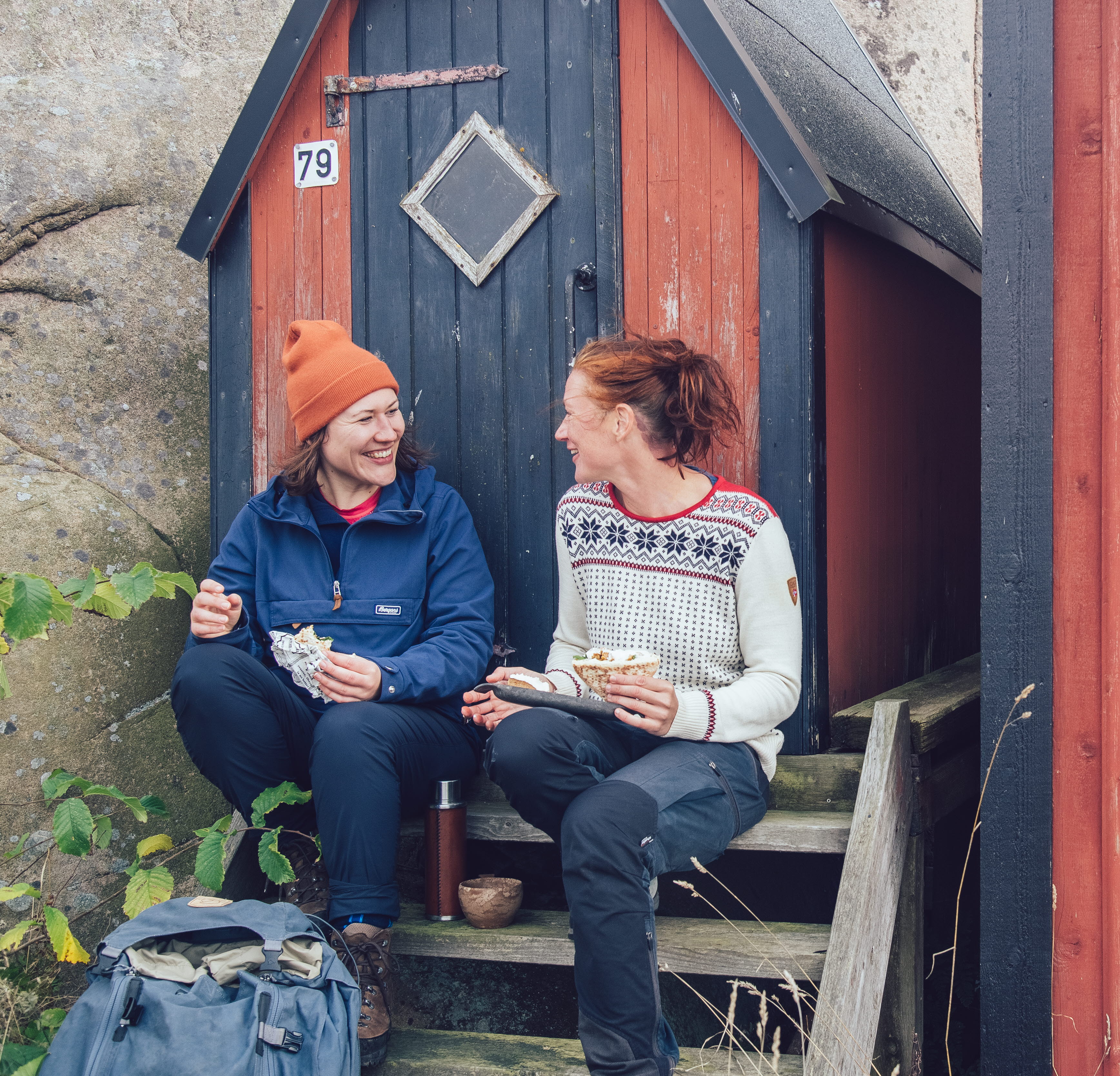 Women take a break along the coastal path.