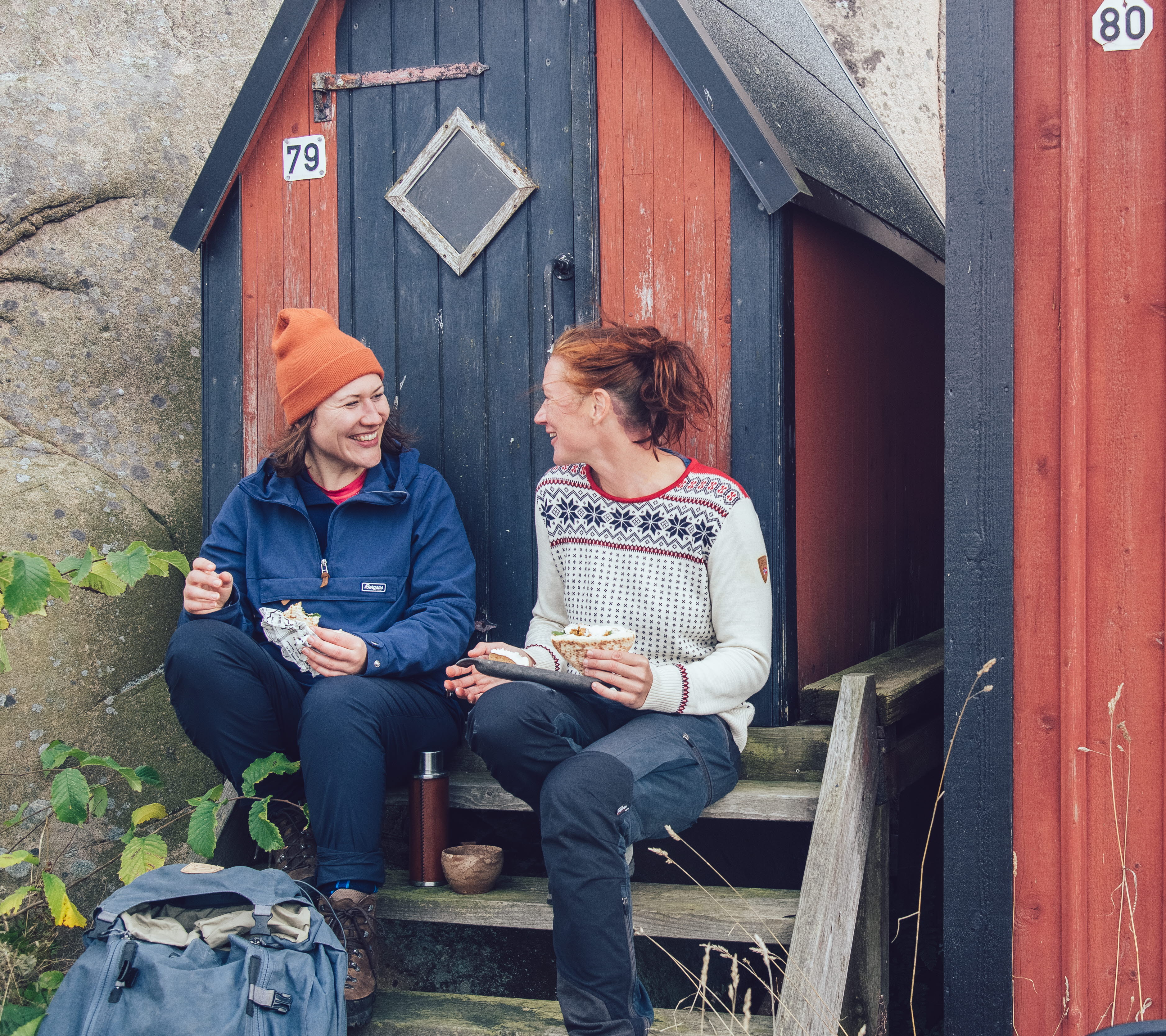 Women take a break along the coastal path.
