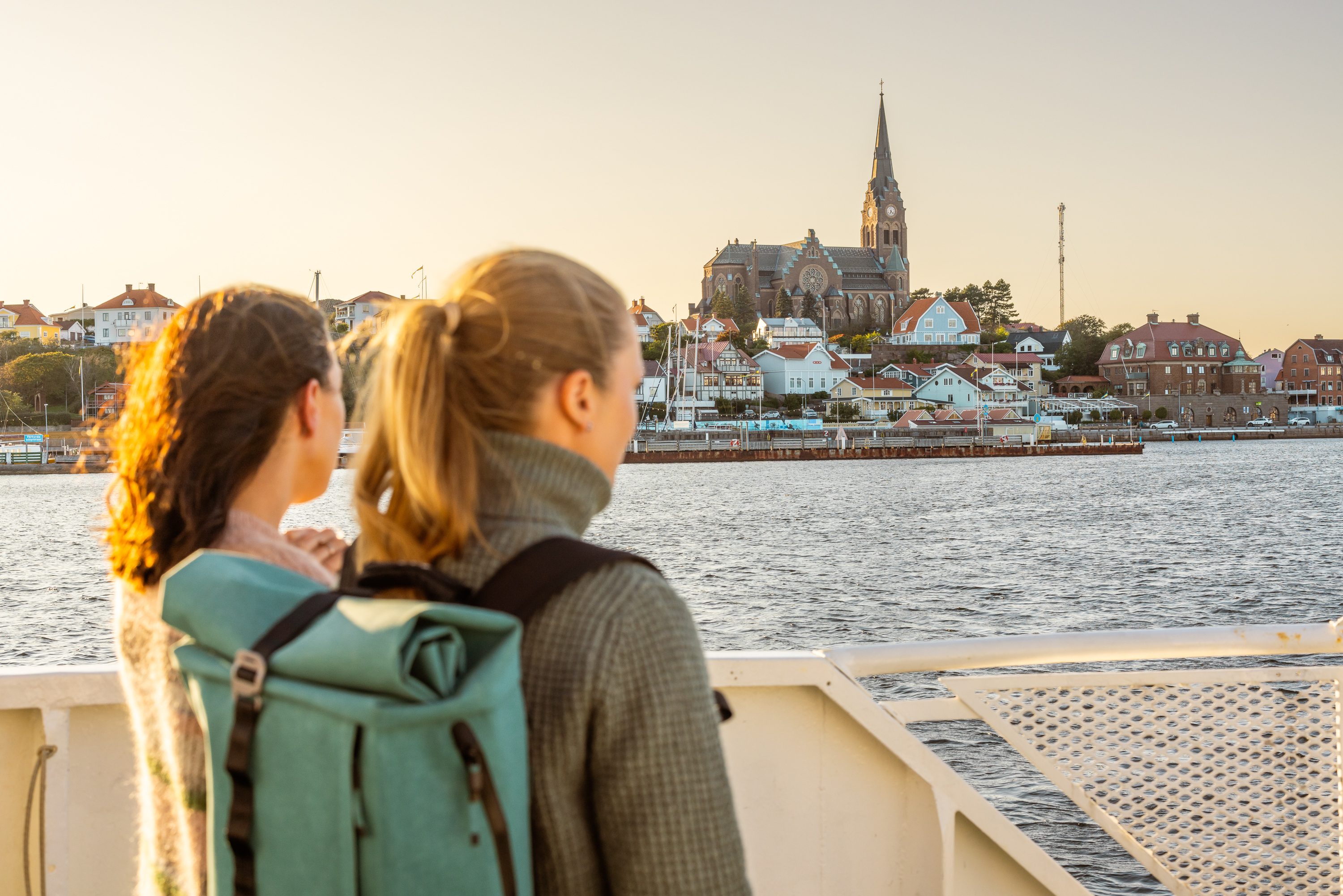 Passangers on a ferry.