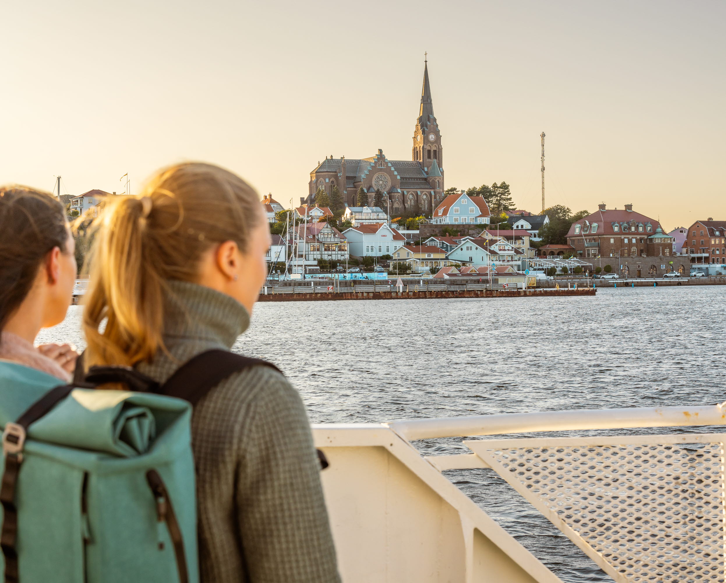 Passangers on a ferry.