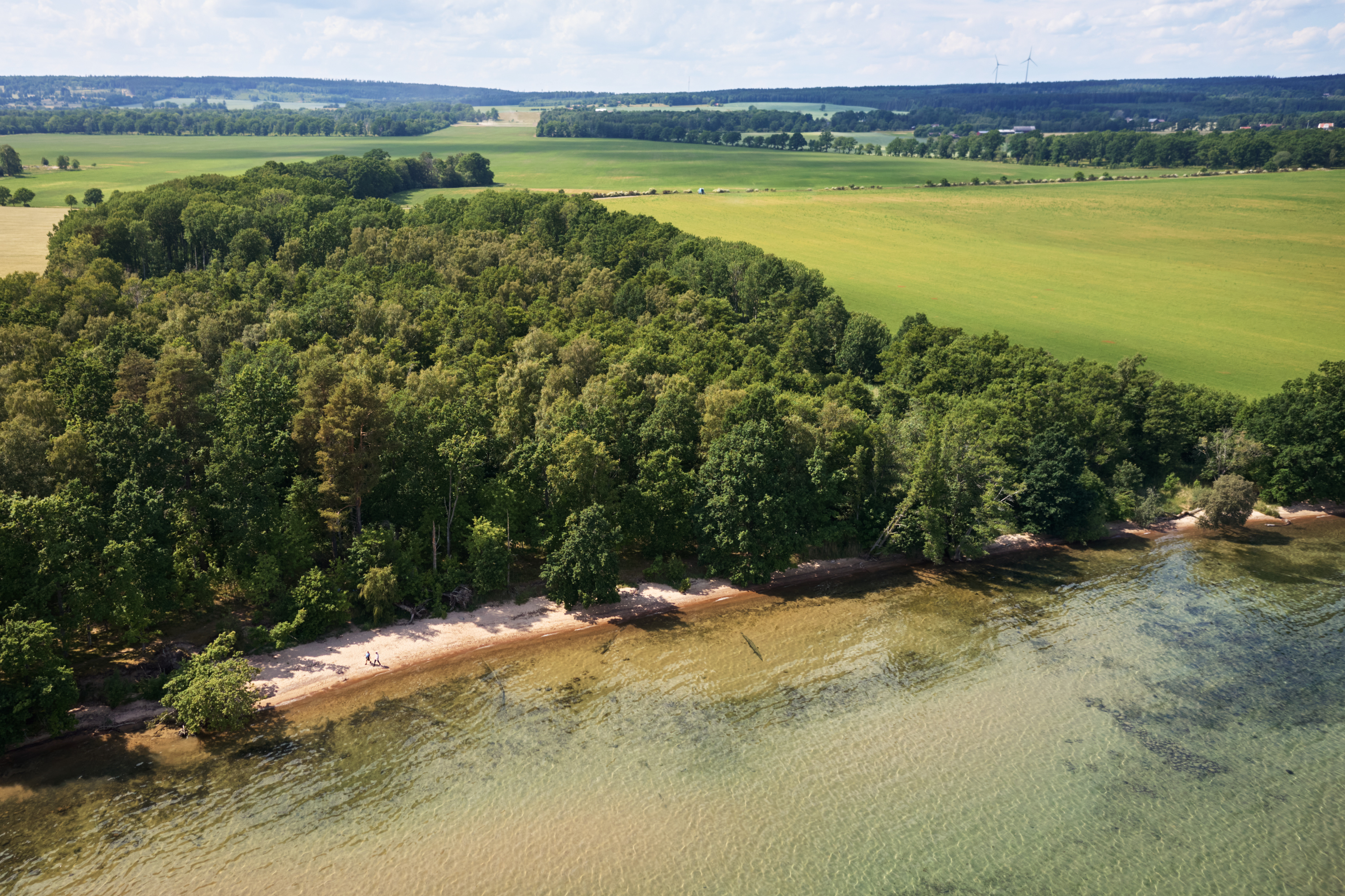Hikers on the beach by Almnäs Bruk.