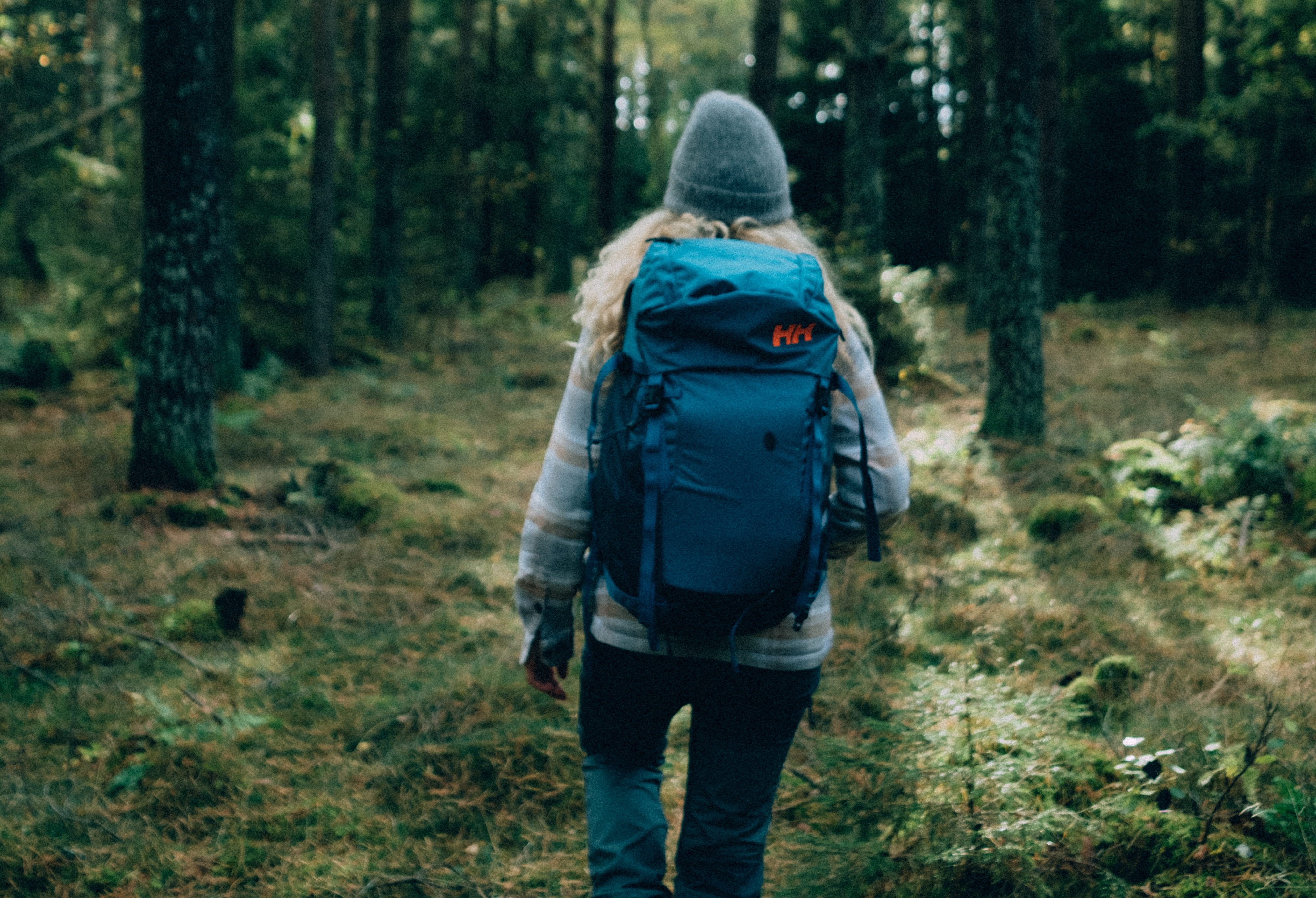 Woman hikes the Pilgrim Path