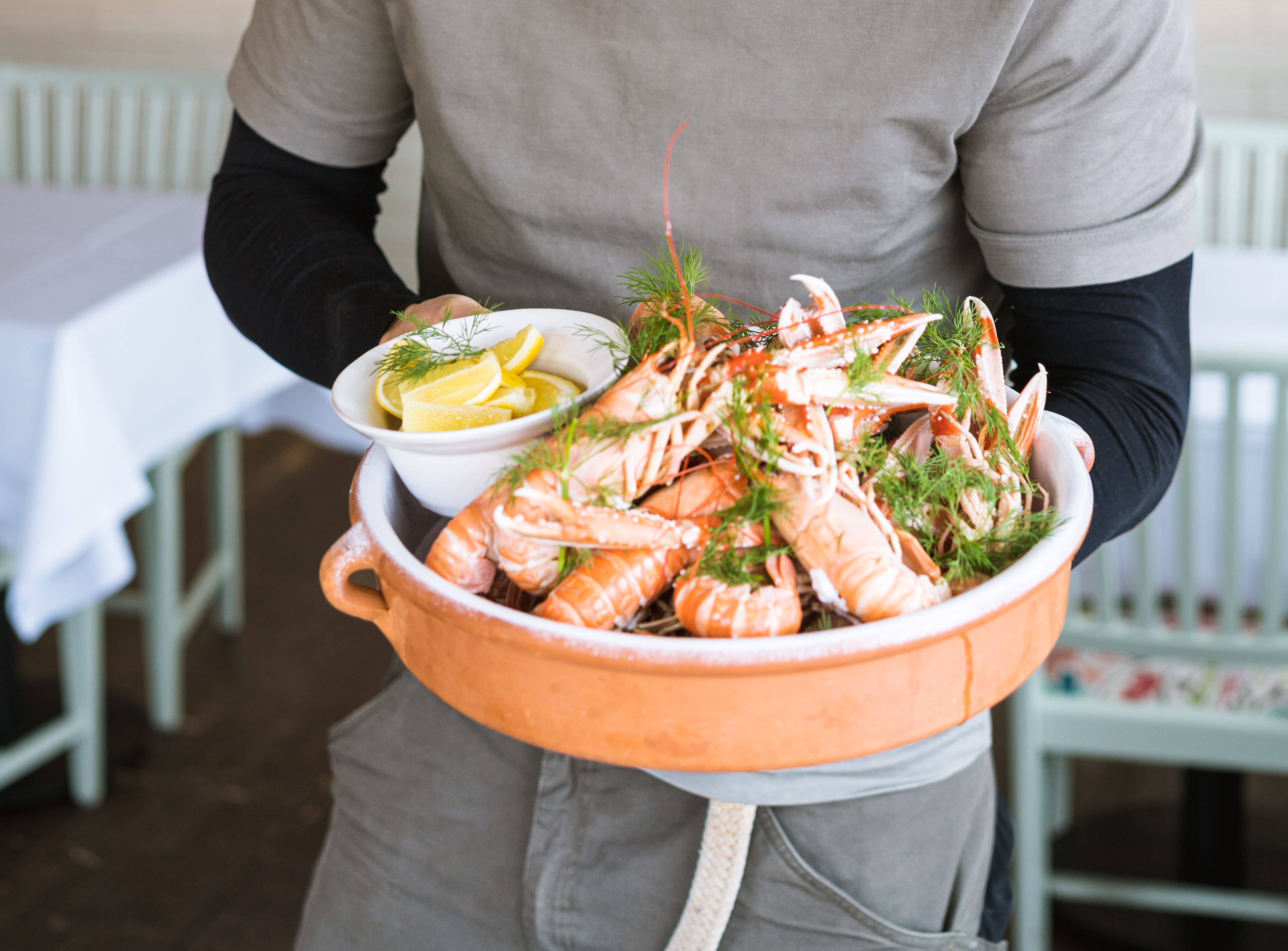 Fresh crayfish on a plate.