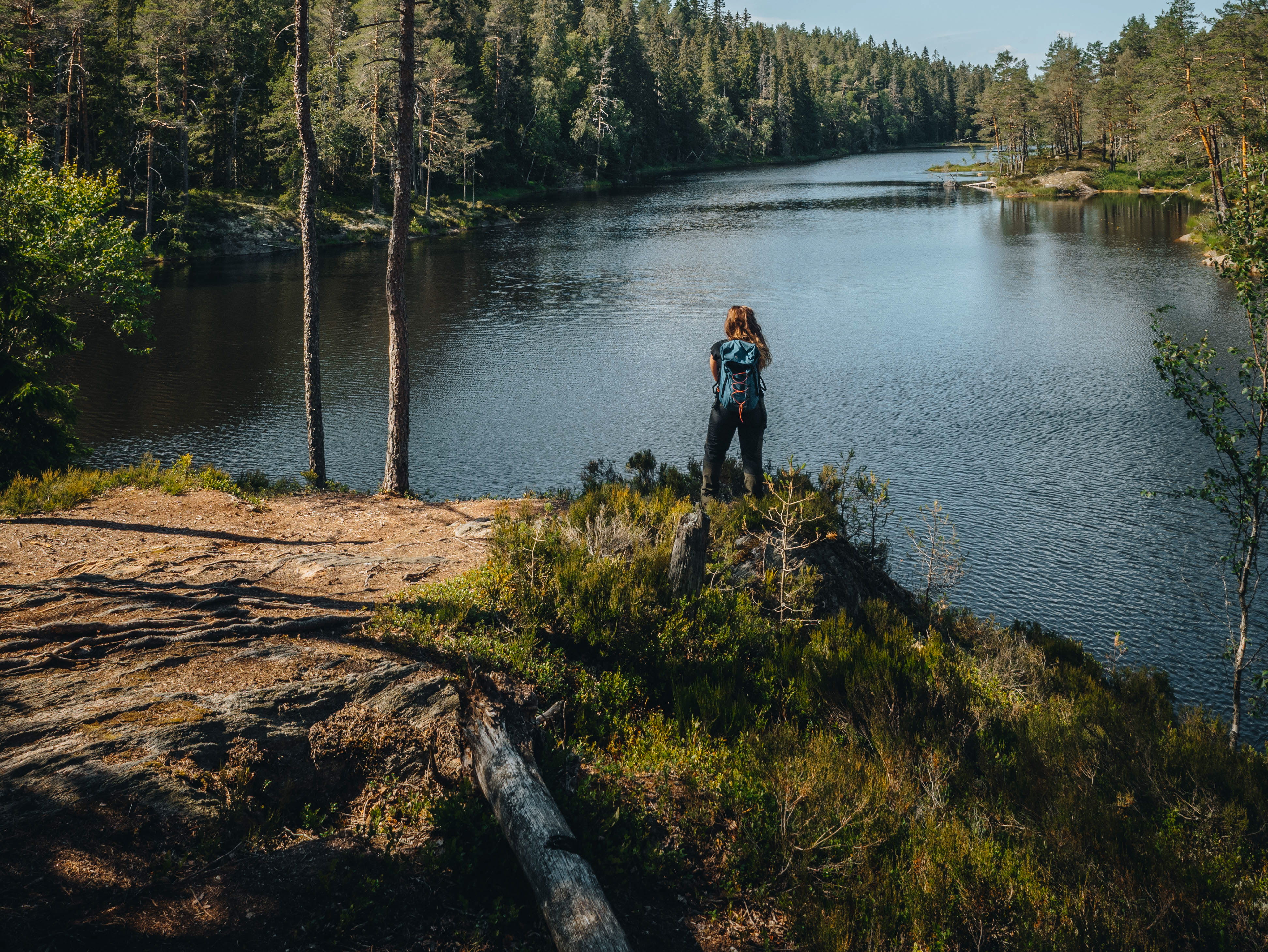Kvinna som vandrar i nationalpark
