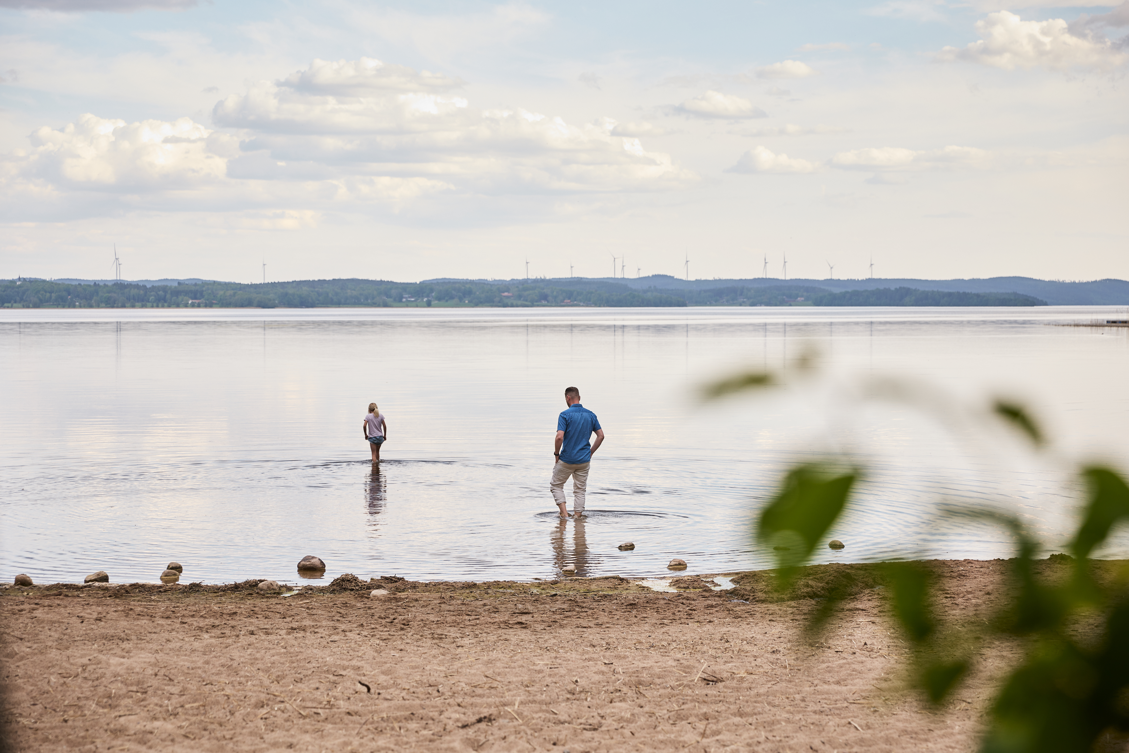 Family by lake.