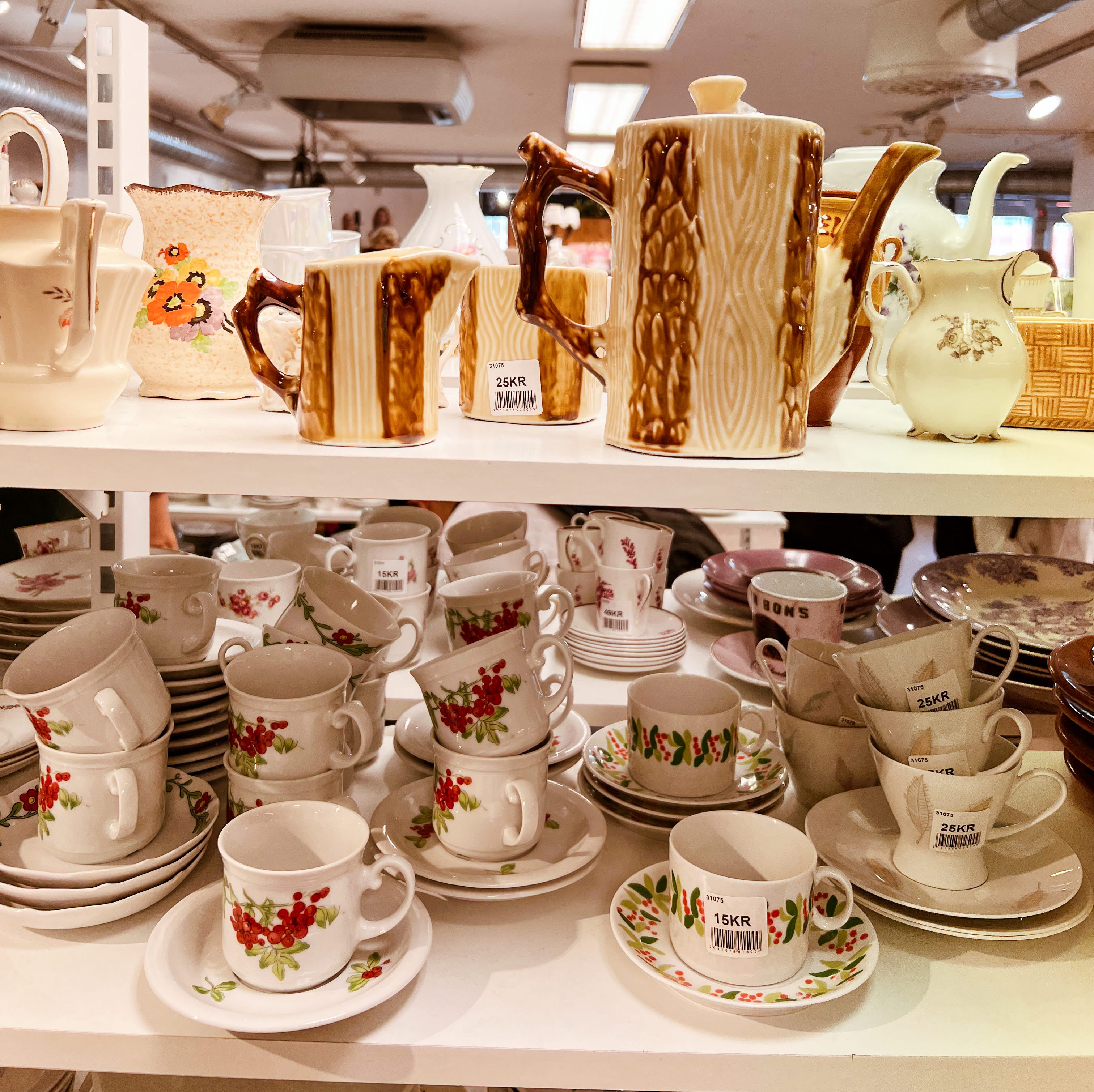 Coffee porcelain in a second-hand shop in Gothenburg