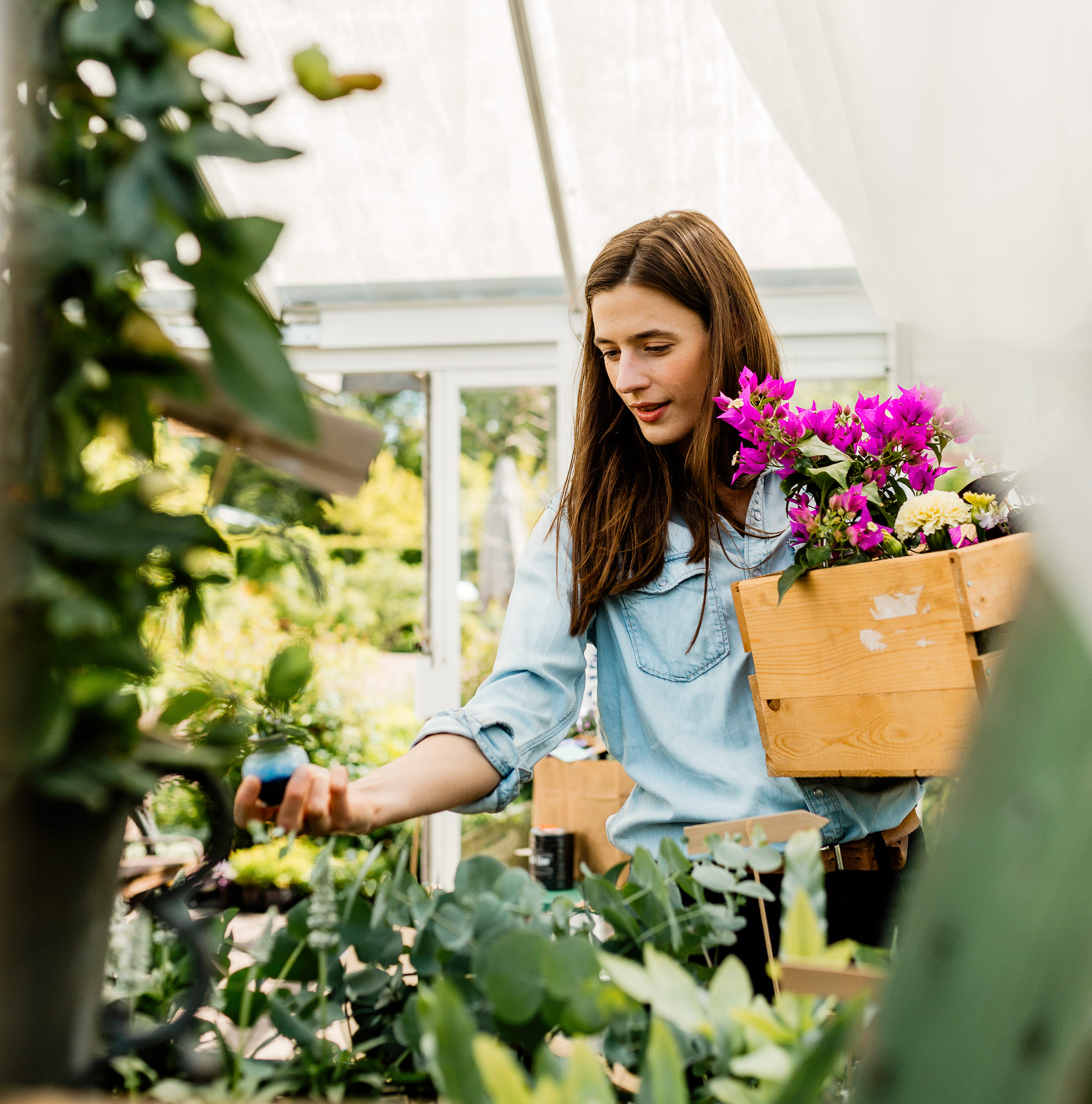 Woman in a flower shop