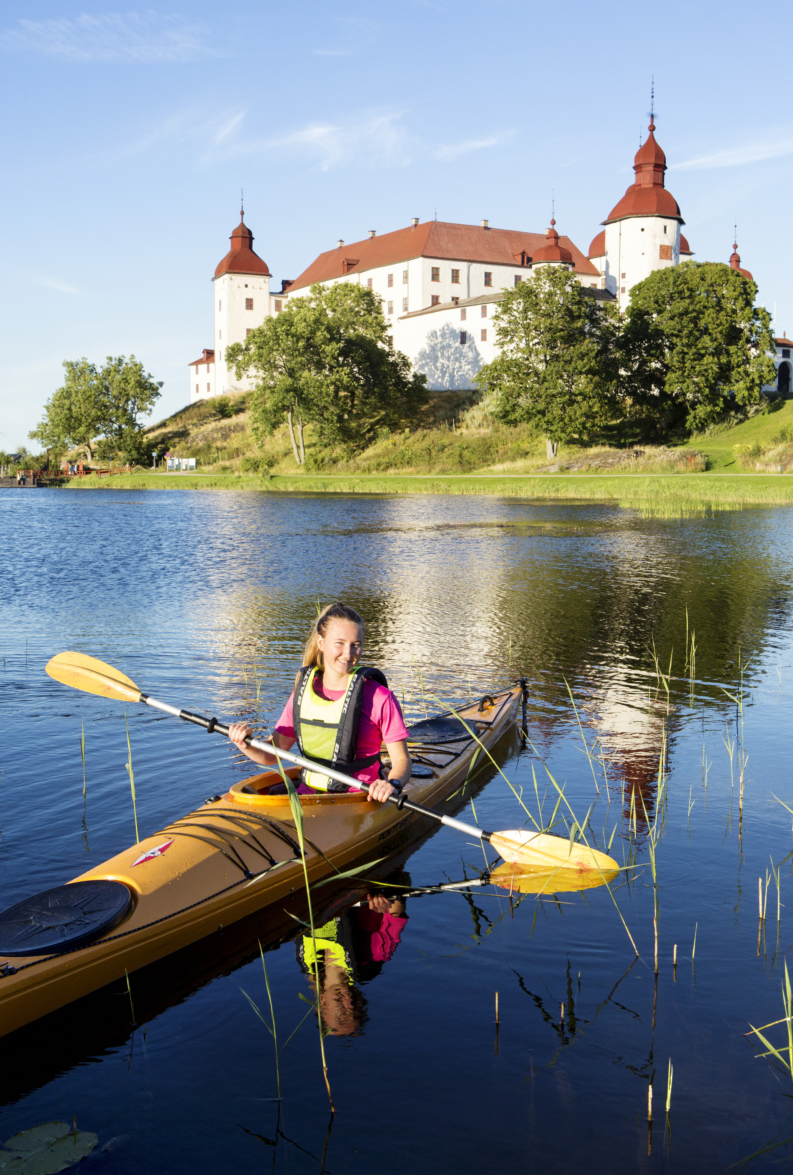 kayaking outside a white castle