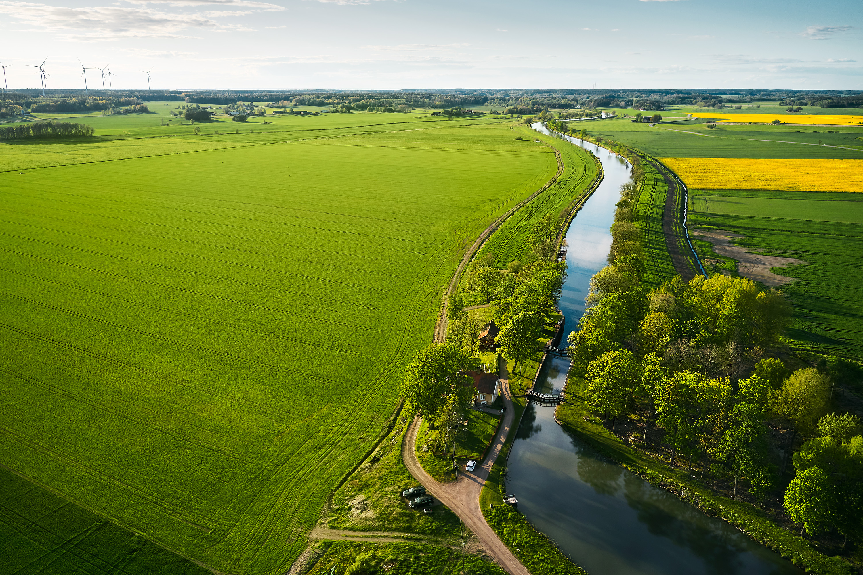 Drone photo over Göta Kanal