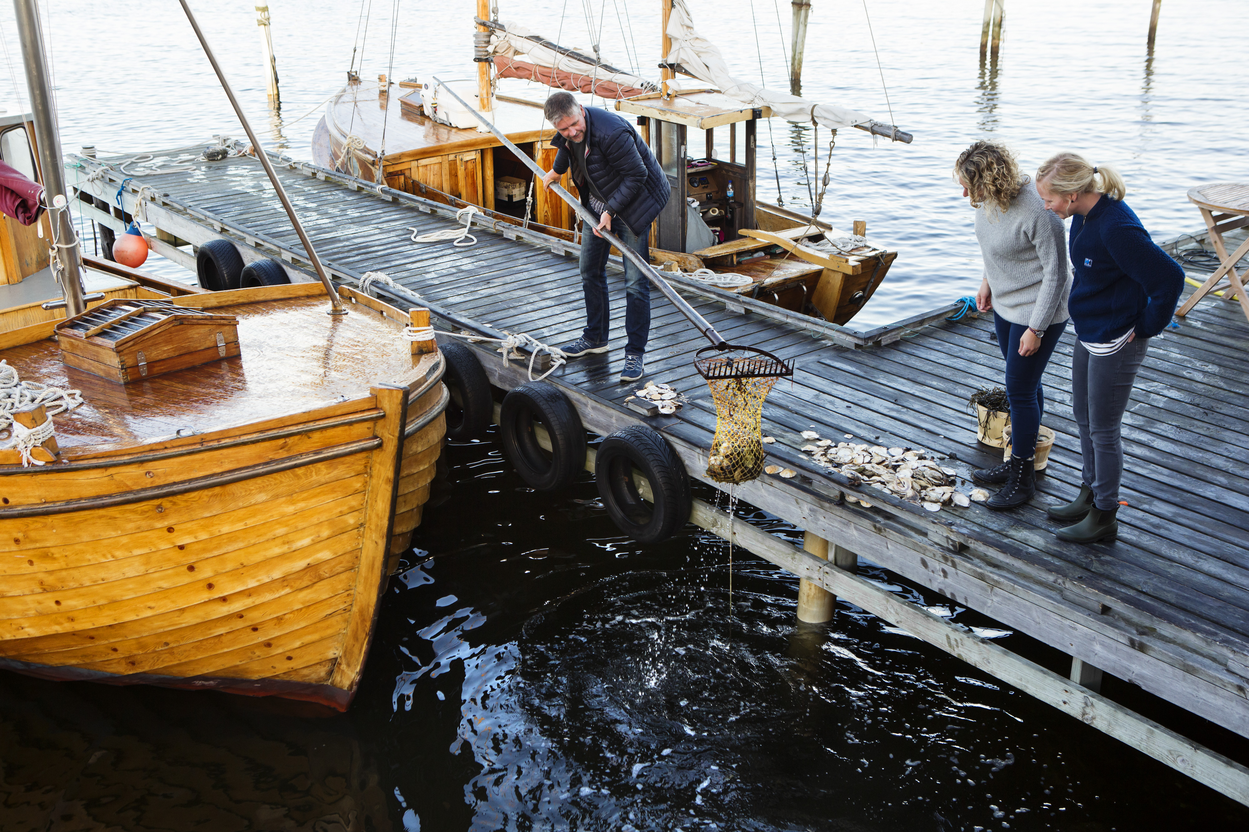 Ostronfiske från brygga i Grebbestad