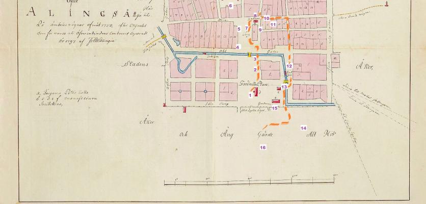 karta över alingsås stadskärna.