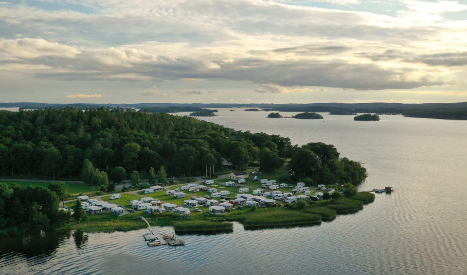 View of lake and campsite