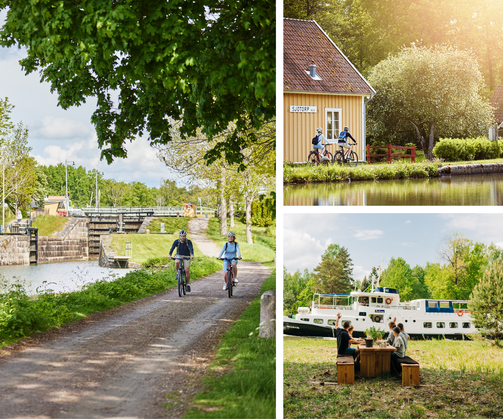 Cykelpaket längs Göta kanal kollage