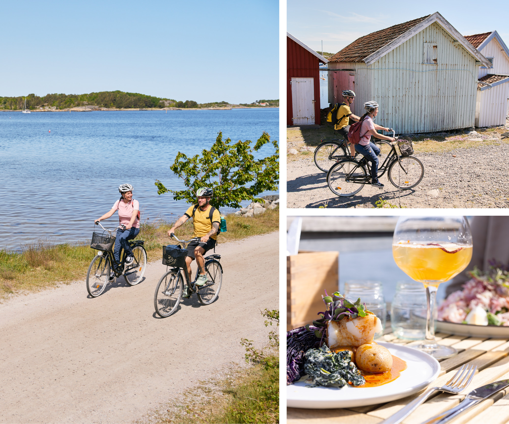 Cykelpaket vid havet kollage