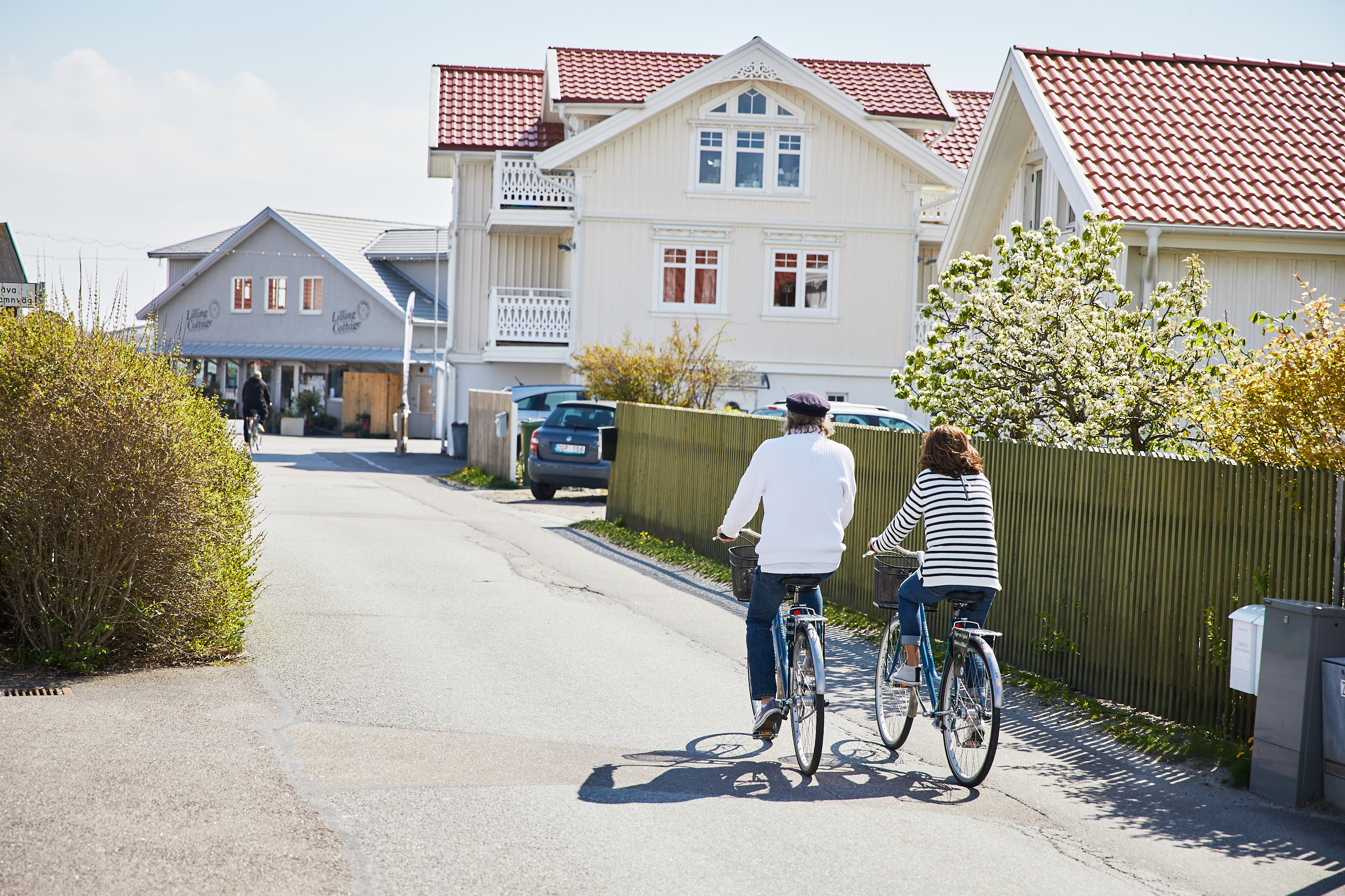 Two people on a bike trip.