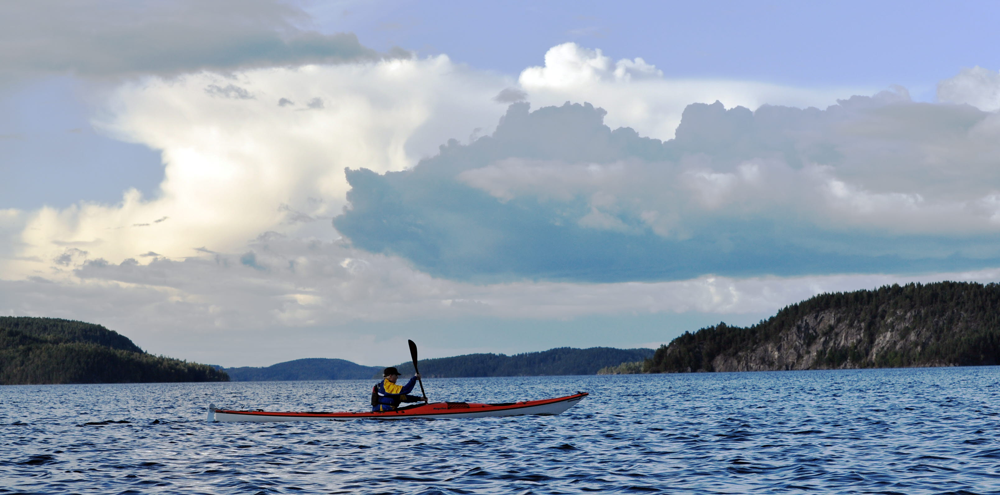 paddeling in lake stora le in Dals ed during summer