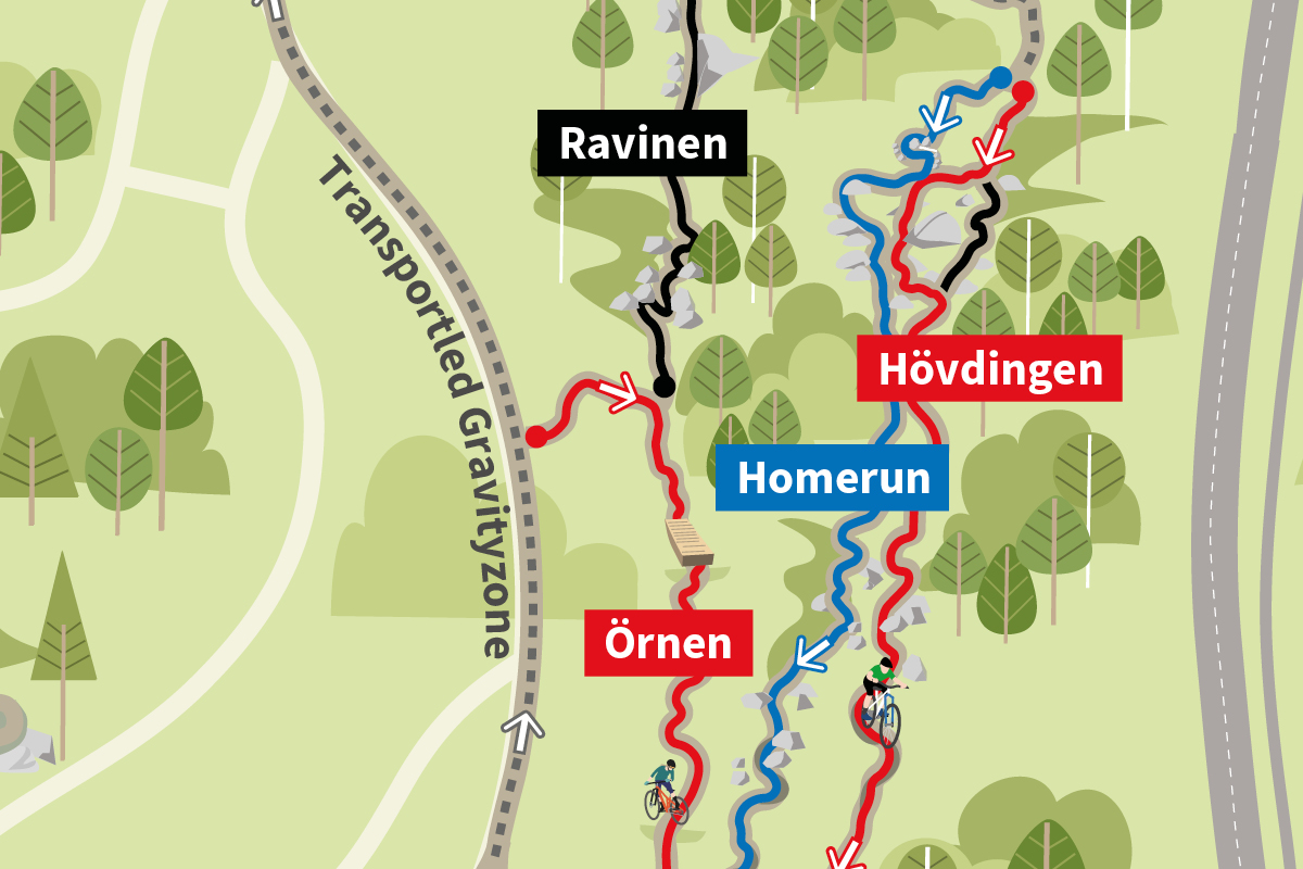 Overview map of the gravity arena at Billingen Skövde