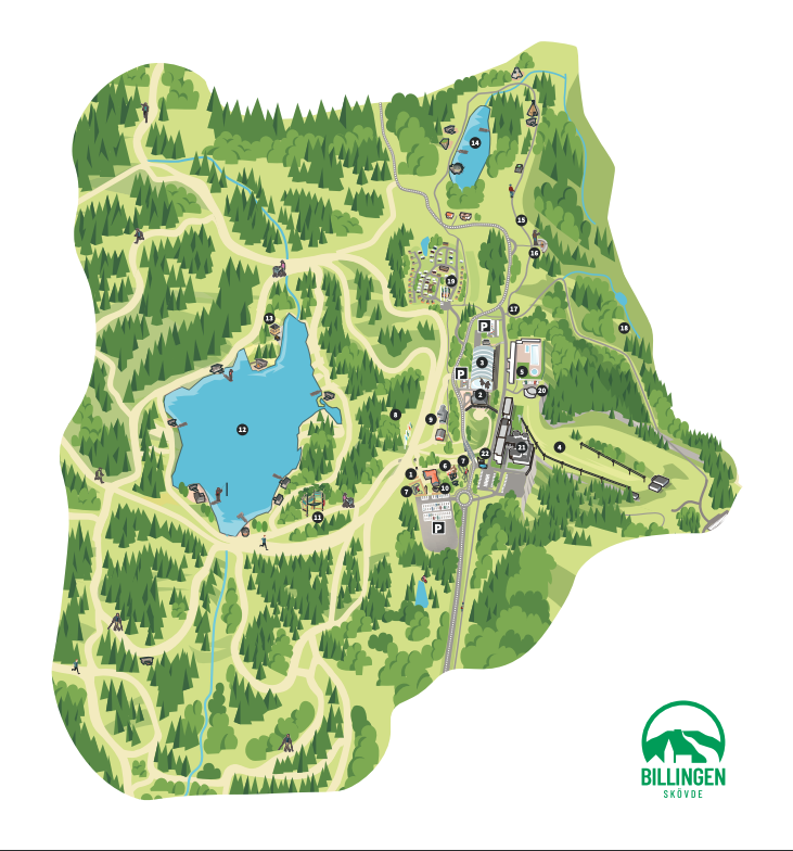 Map over all activities on Billingen Skövde 