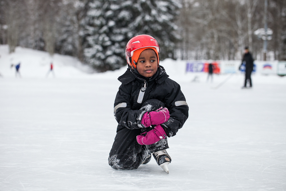Kid ice skating