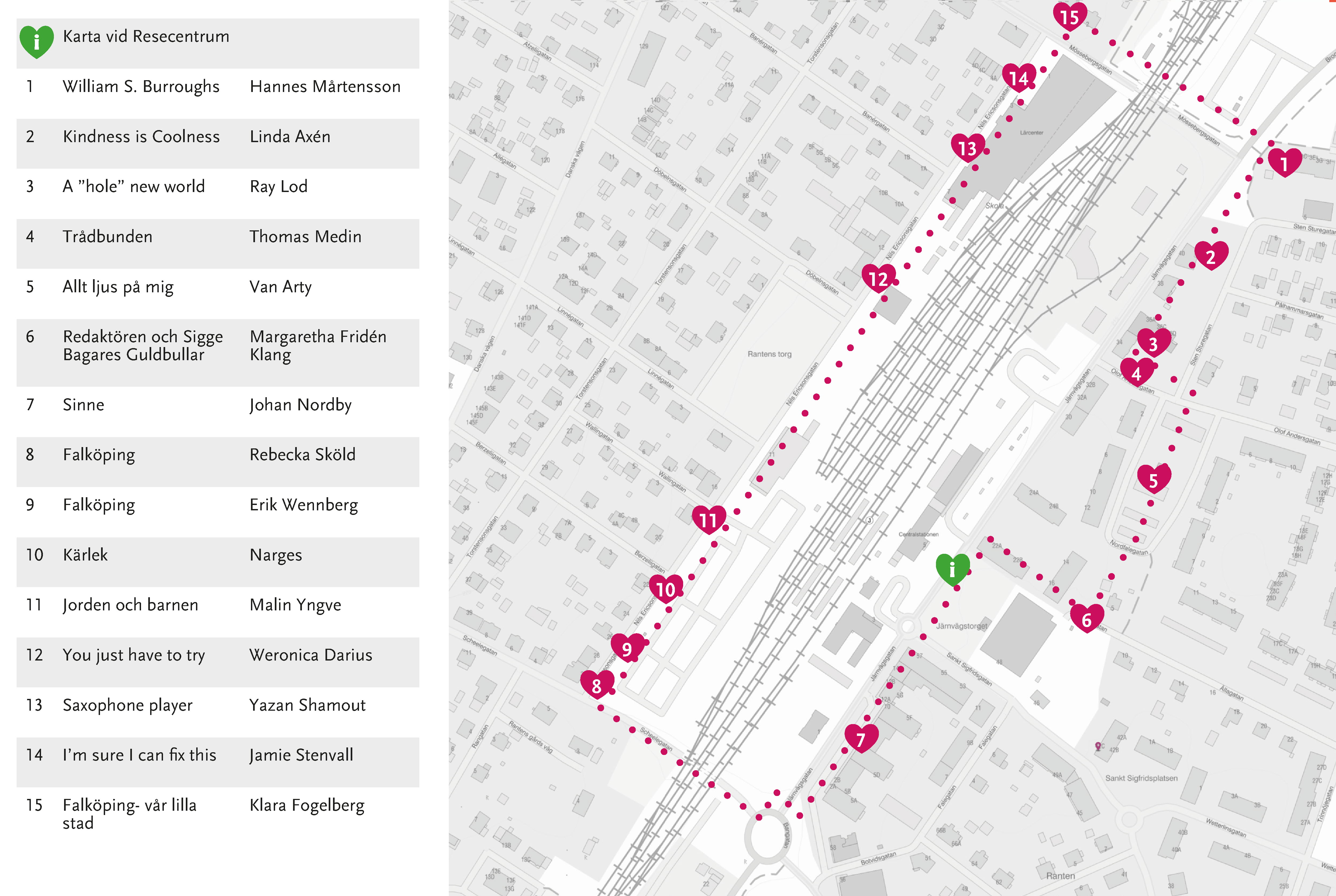 Karta vart man kan hitta elskåpen på Ranten.