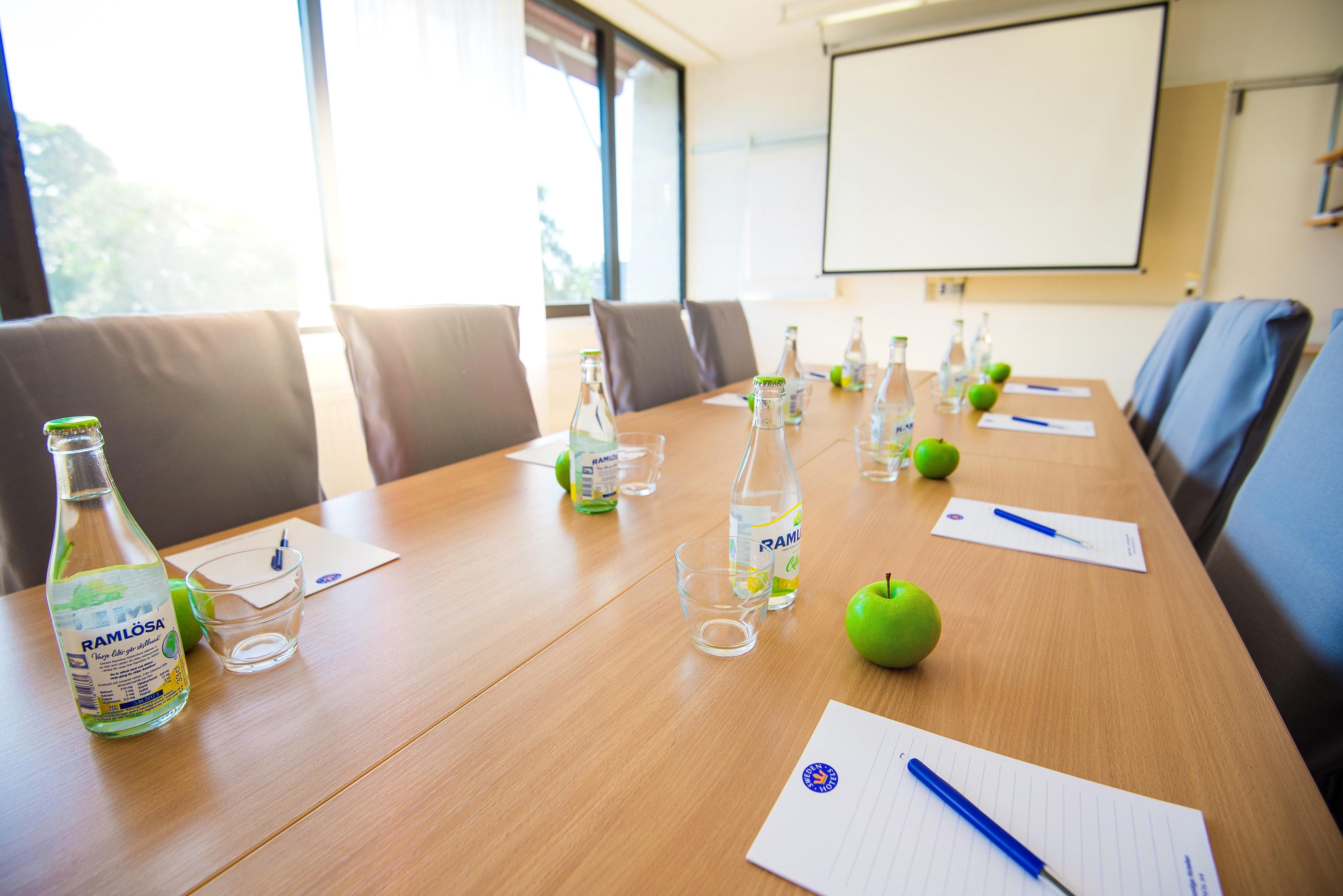 En konferenslokal på Hotell Bellevue i Hjo.