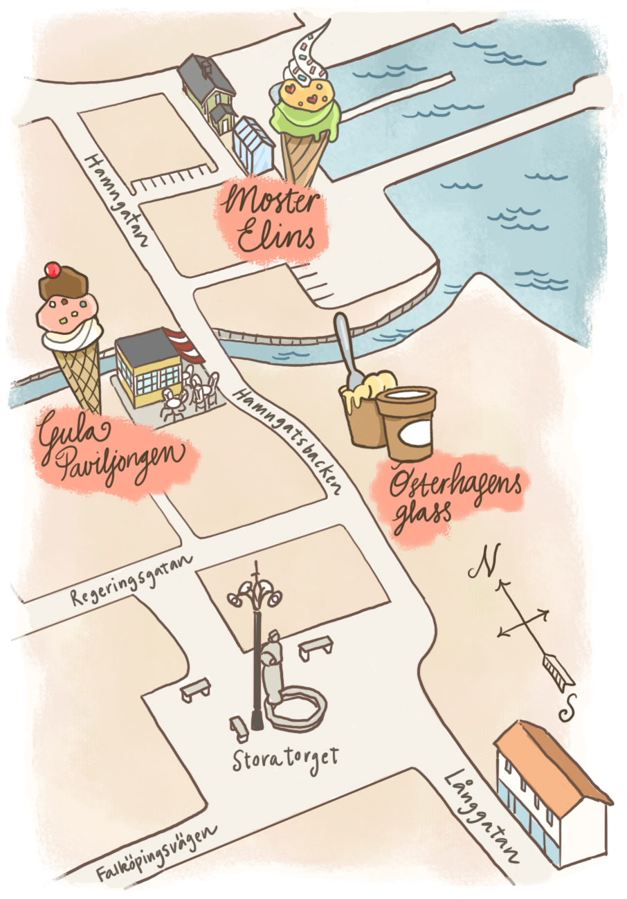 Glasskarta över Hjo