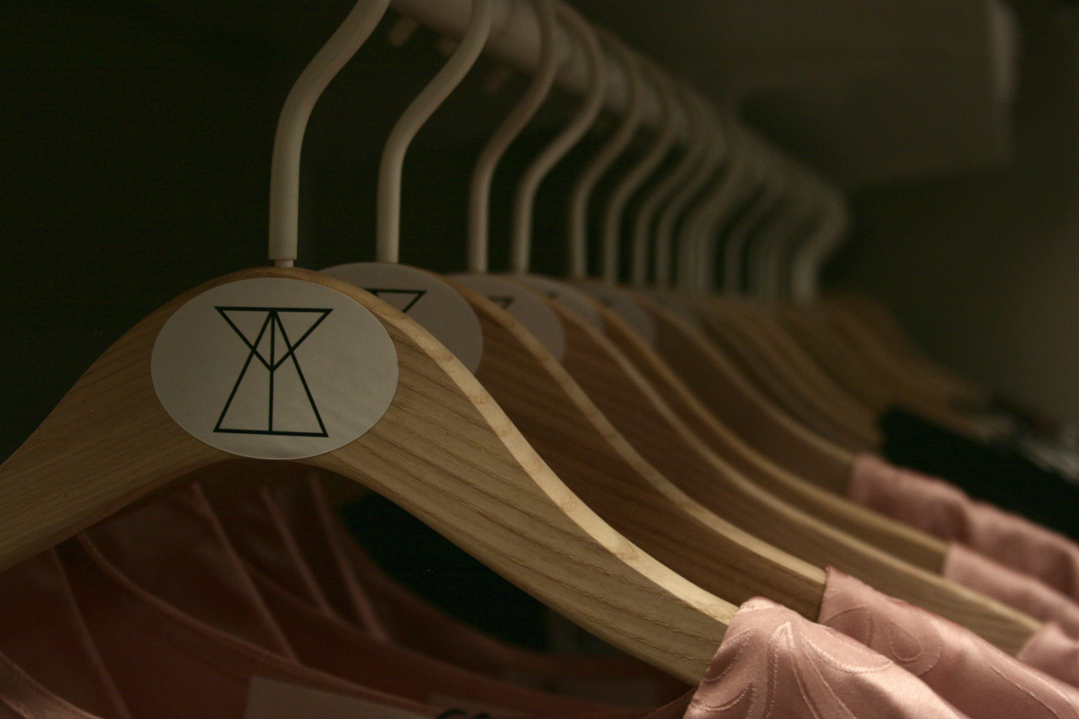 Detail of hangers at the store Yta