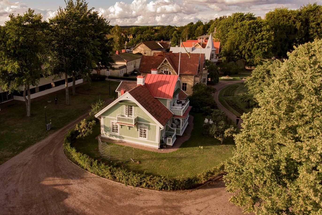 Flygfoto över Hjo Stadspark