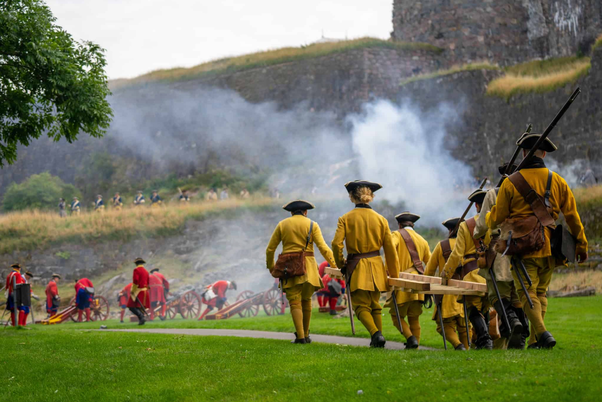 Bohus Fästning under belägring under evenemanget Nordisk Stormaktstid 2021