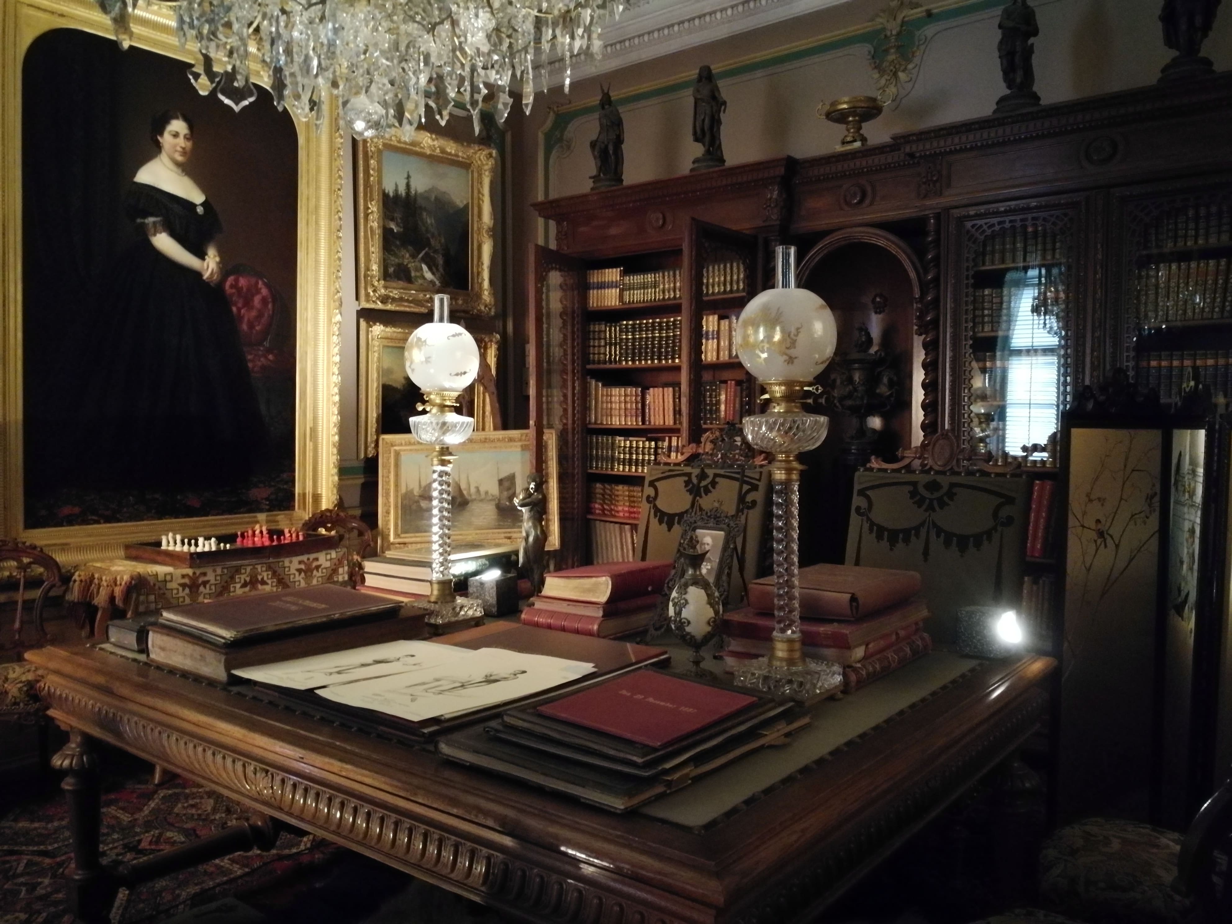 Interiör från biblioteket Nääs Slott som förvaltas av August Abrahamsons stiftelse.