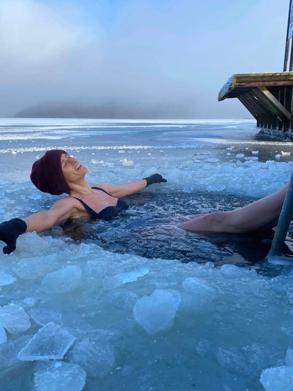 Nathalie in the ice wather 