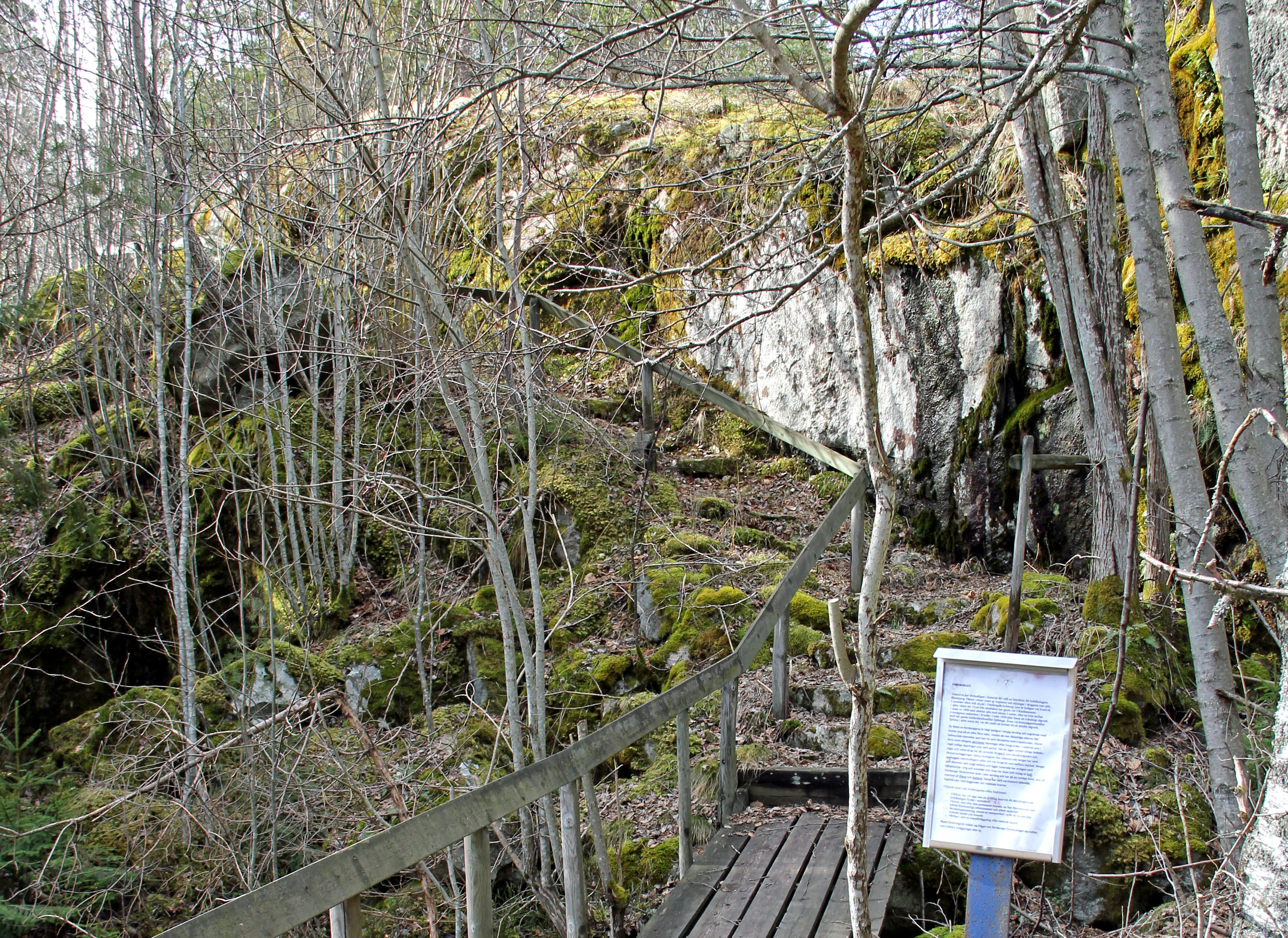Bron över till fornborgen på Lugnåsberget.