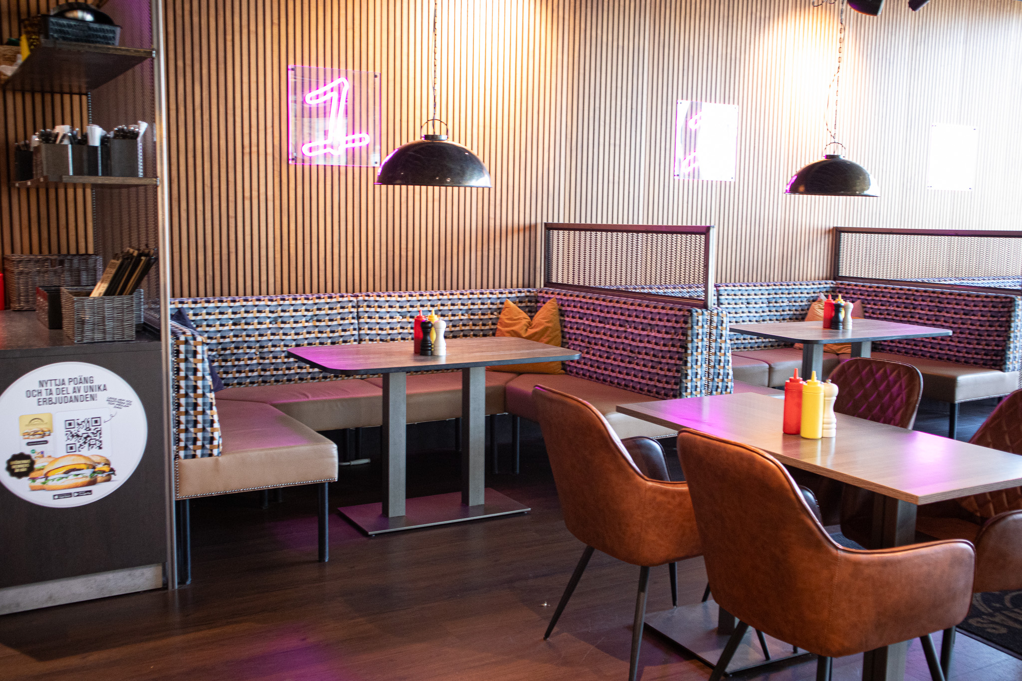 Restaurangbås på Brödernas i Mariestad.