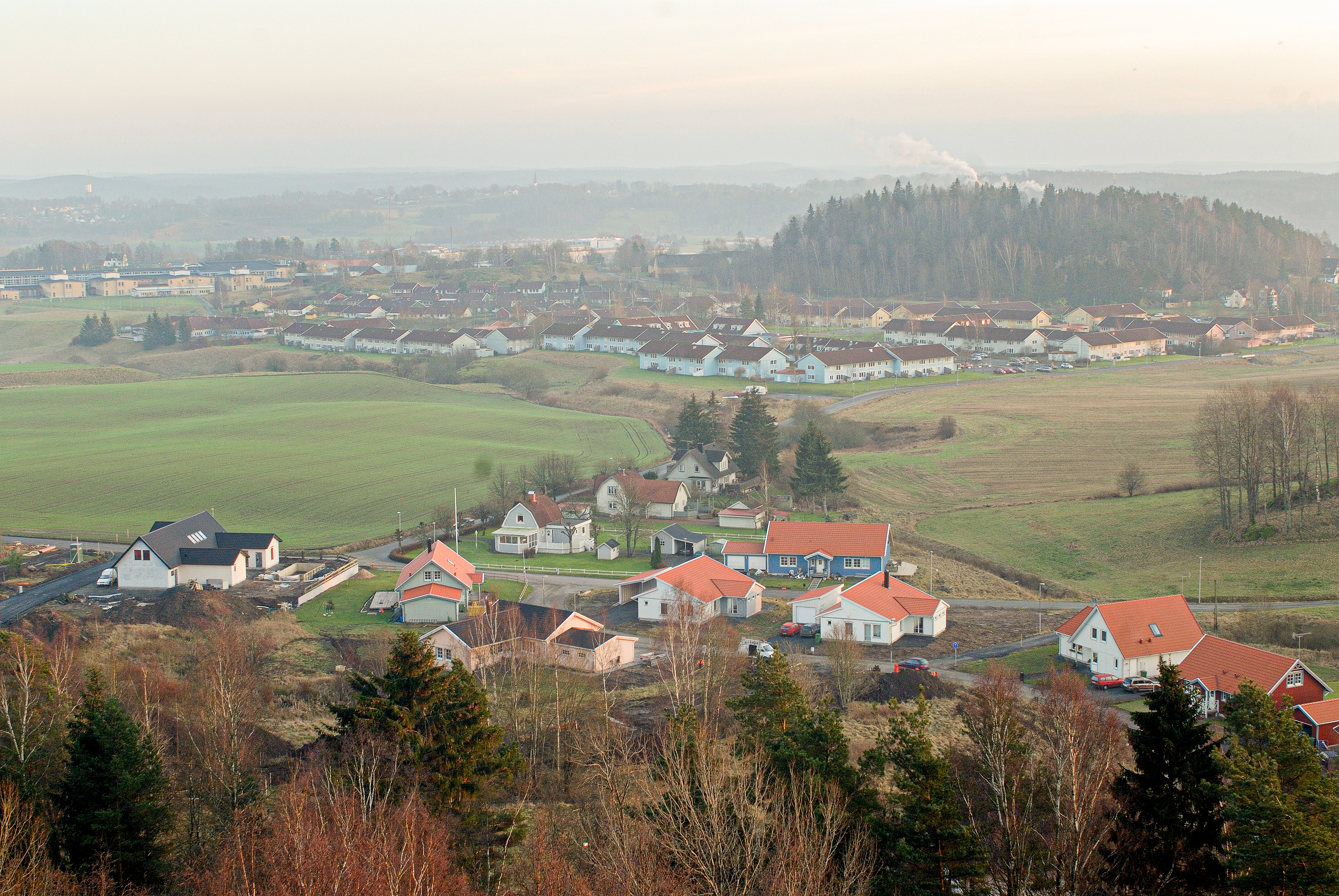 En utsiktsbild över ett bostadsområde.