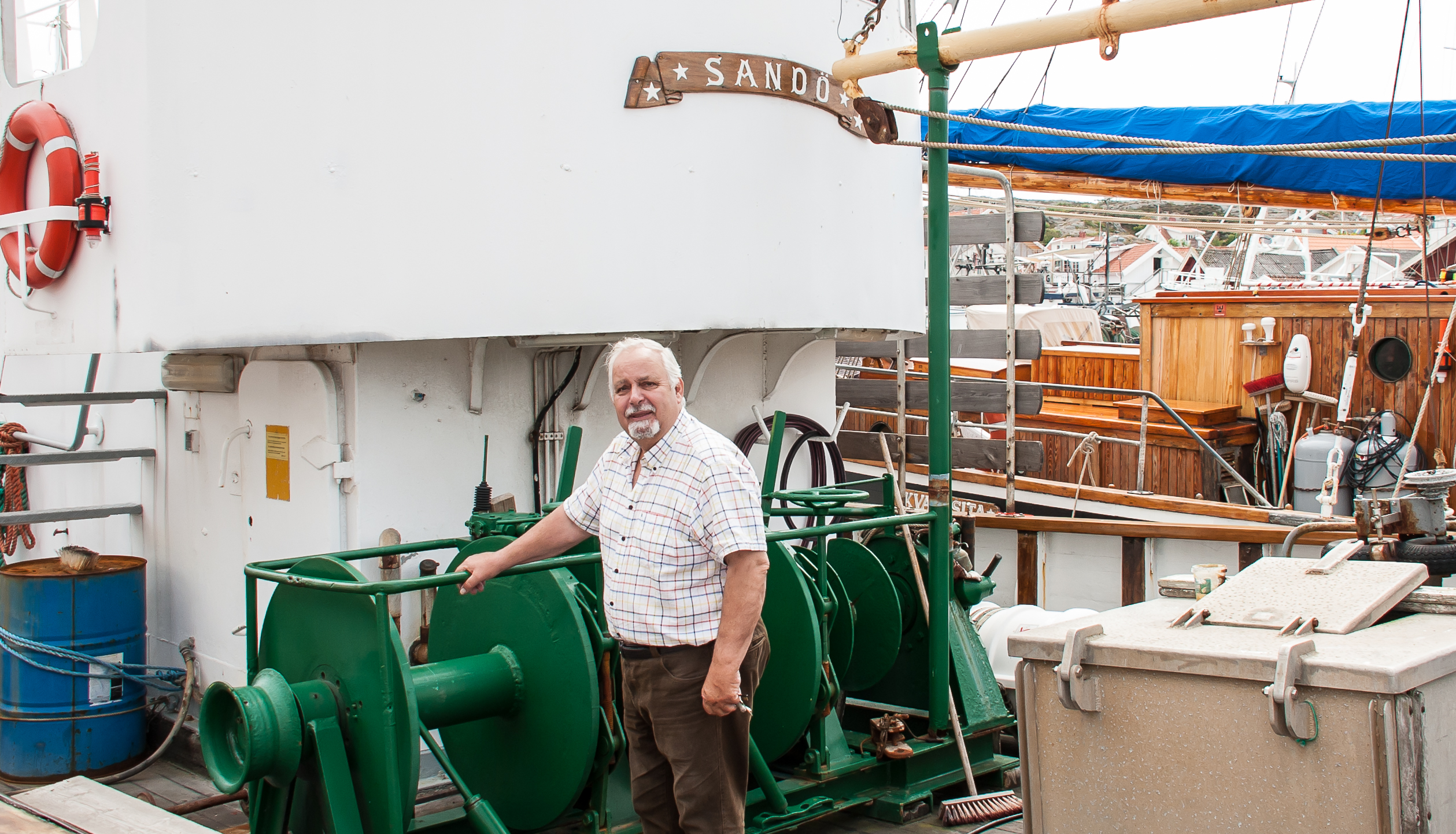 Kanalfesten i grundsund 2019. Klas Berntsson, siste skeppare och ägare till kulturminnesmärkta fiskebåten LL 158 Sandö.