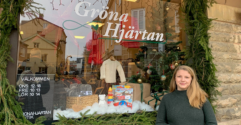 Gröna hjärtan second hand i Skara.