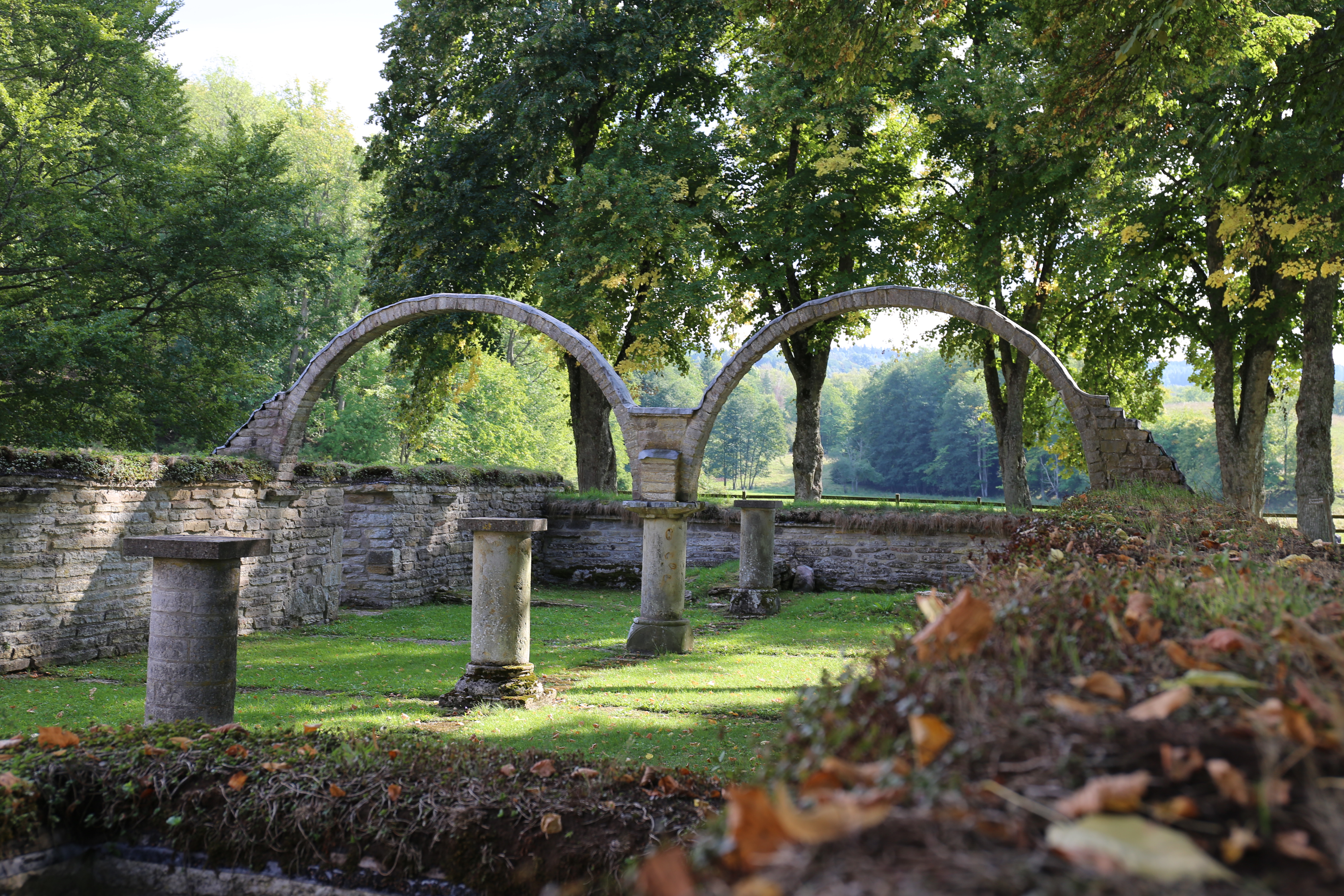 Stone arches in a monastery ruin.