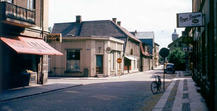 Gammalt foto från Klostergatan Skara