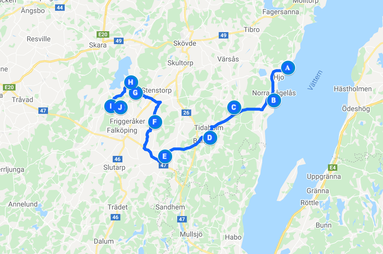 Karta Gårdsbutiksrunda Hjo-Tidaholm-Falköping
