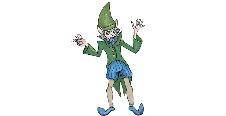En illustrerad bild av en sagofigur