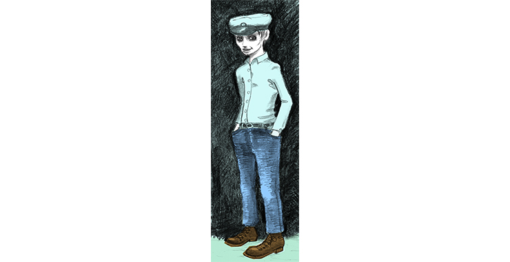 En illustrerad bild av ett spöke som ser ut som en pojke